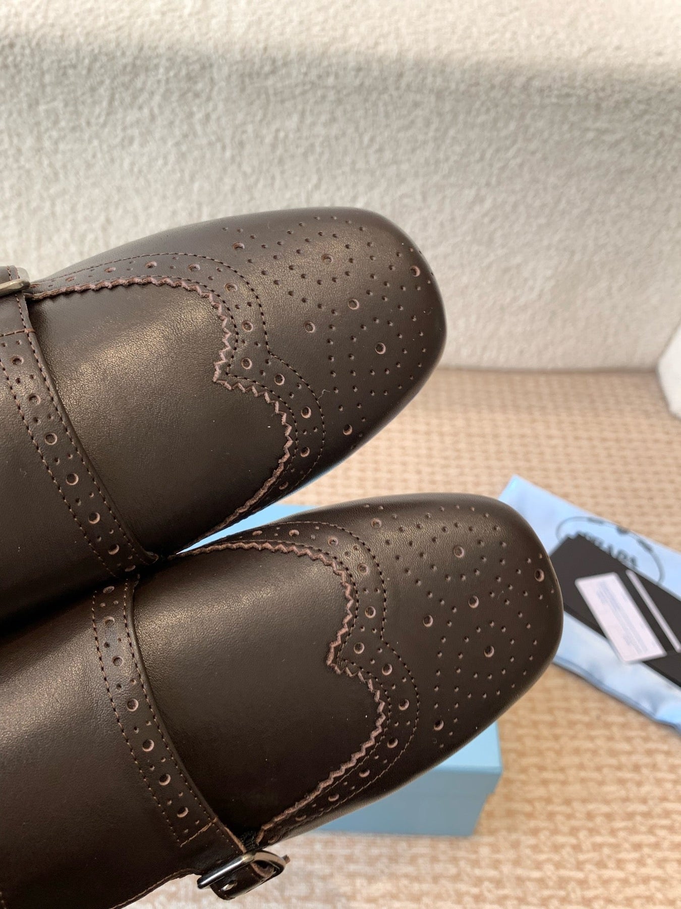 DOUBLE MONK MULES IN WALNUT BROWN CALFSKIN