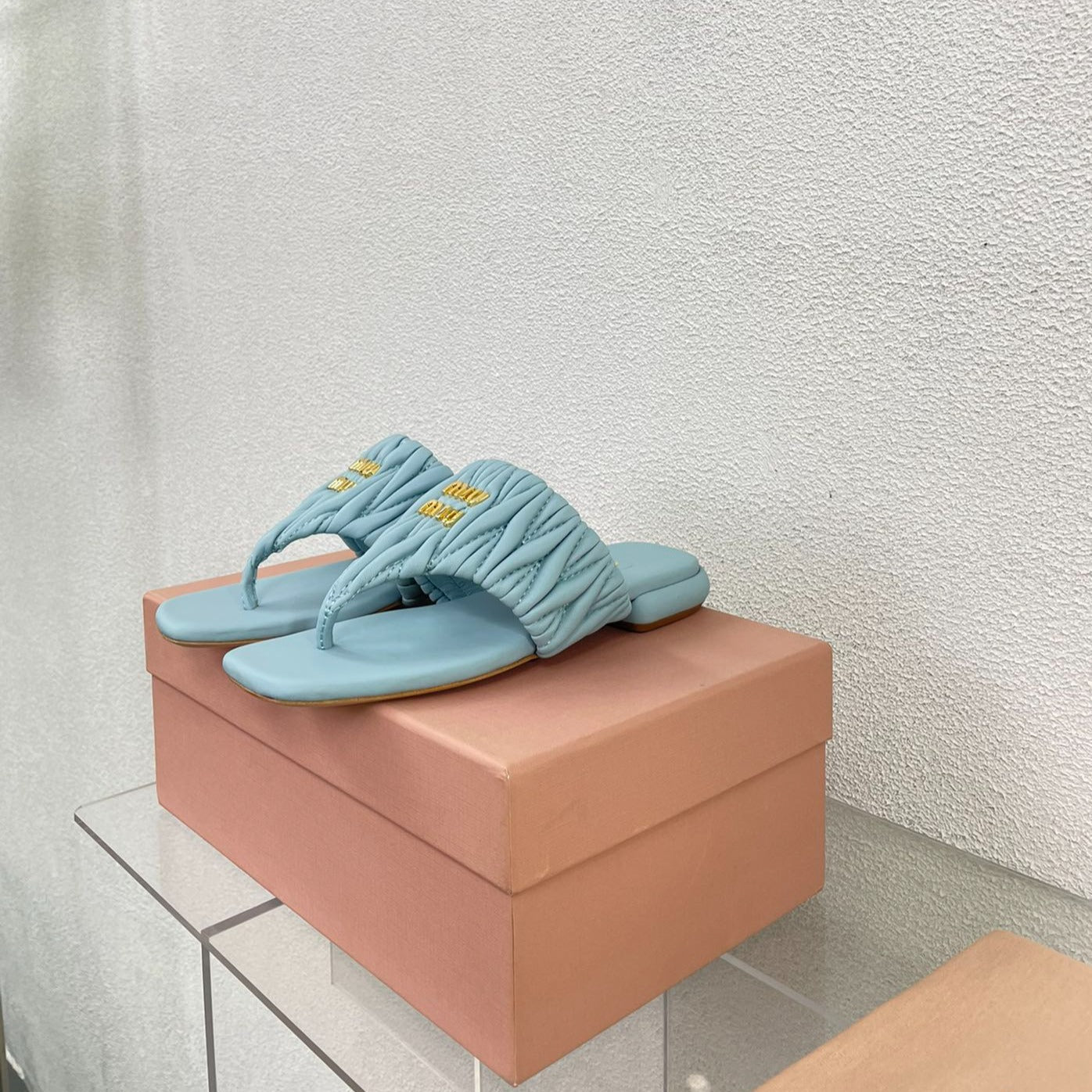 Flip-Flops Baby Blue Leather Stylized