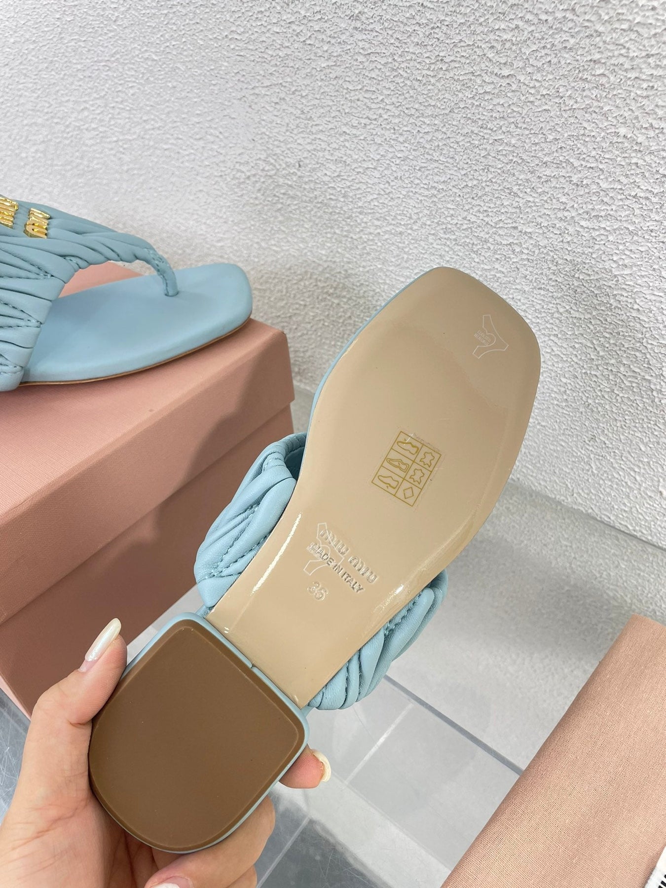 Flip-Flops Baby Blue Leather Stylized