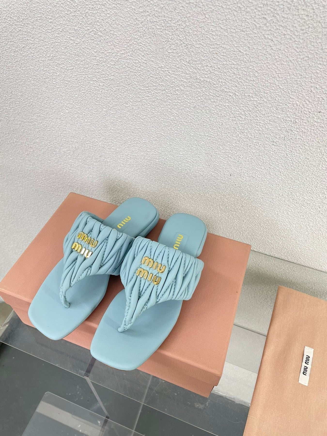 Flip-Flops Baby Blue Leather Stylized