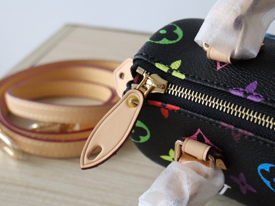 EAST WEST 15 BAG IN BLACK MIX COLORFUL CALFSKIN