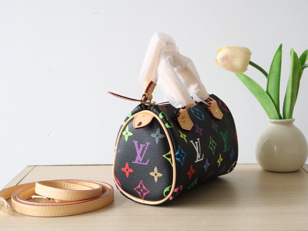 EAST WEST 15 BAG IN BLACK MIX COLORFUL CALFSKIN