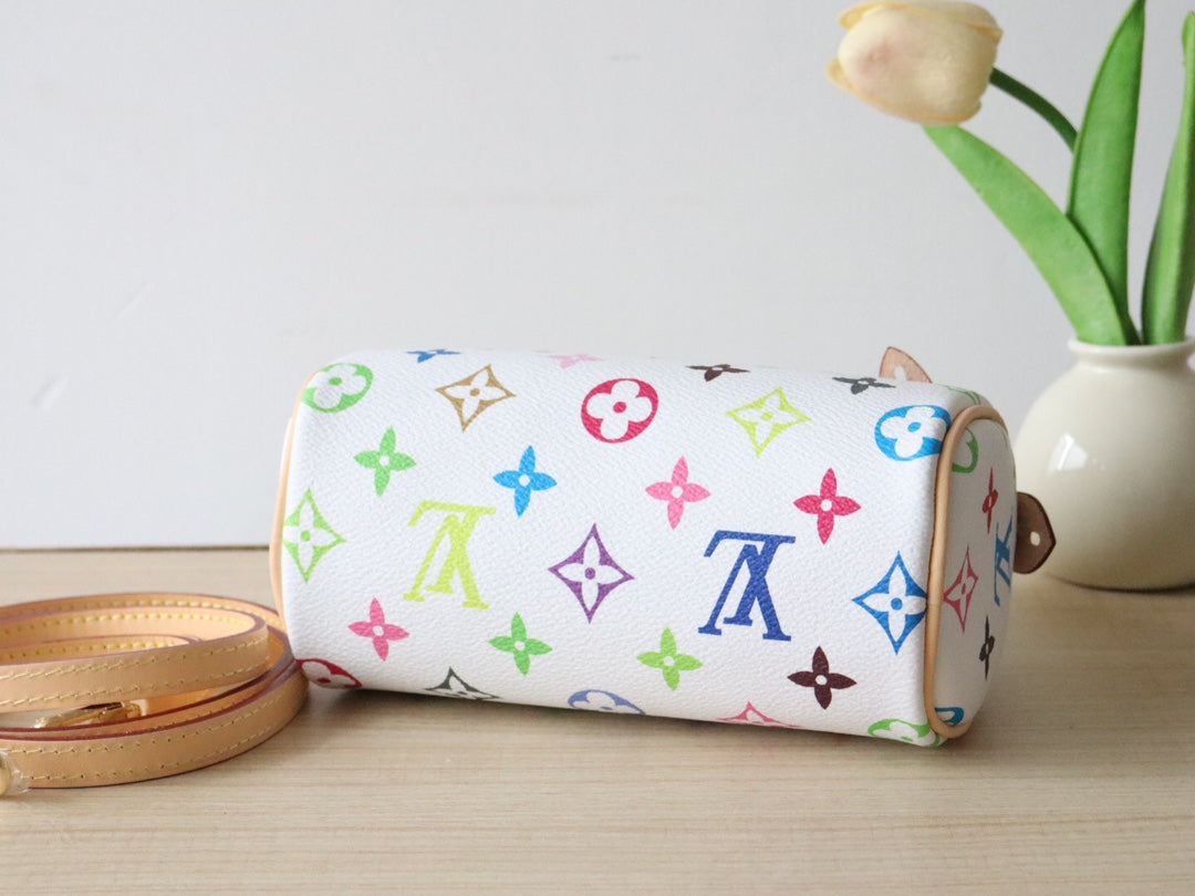 EAST WEST 15 BAG IN WHITE MIX COLORFUL CALFSKIN