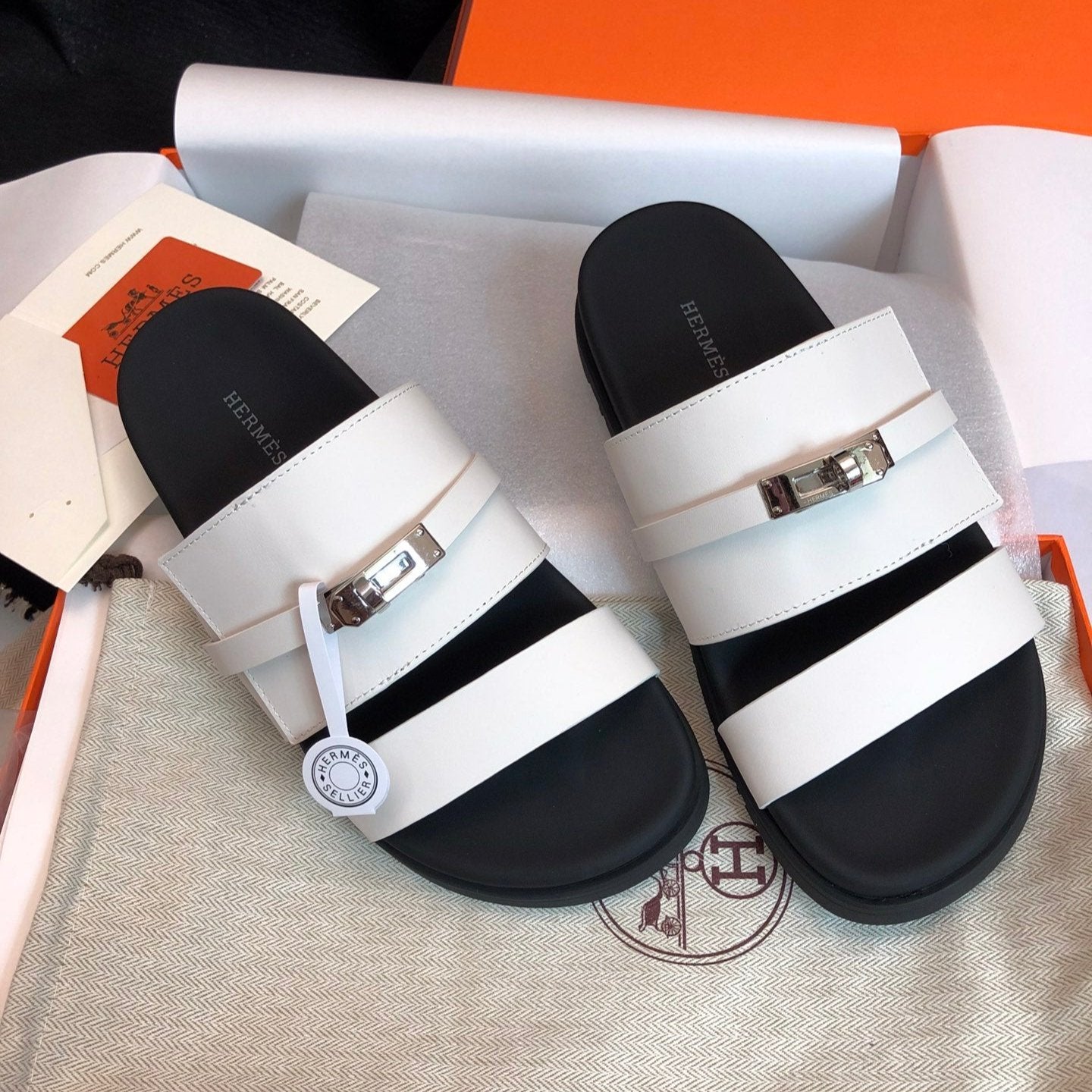 GABRIEL SANDAL MULE IN WHITE CALFSKIN