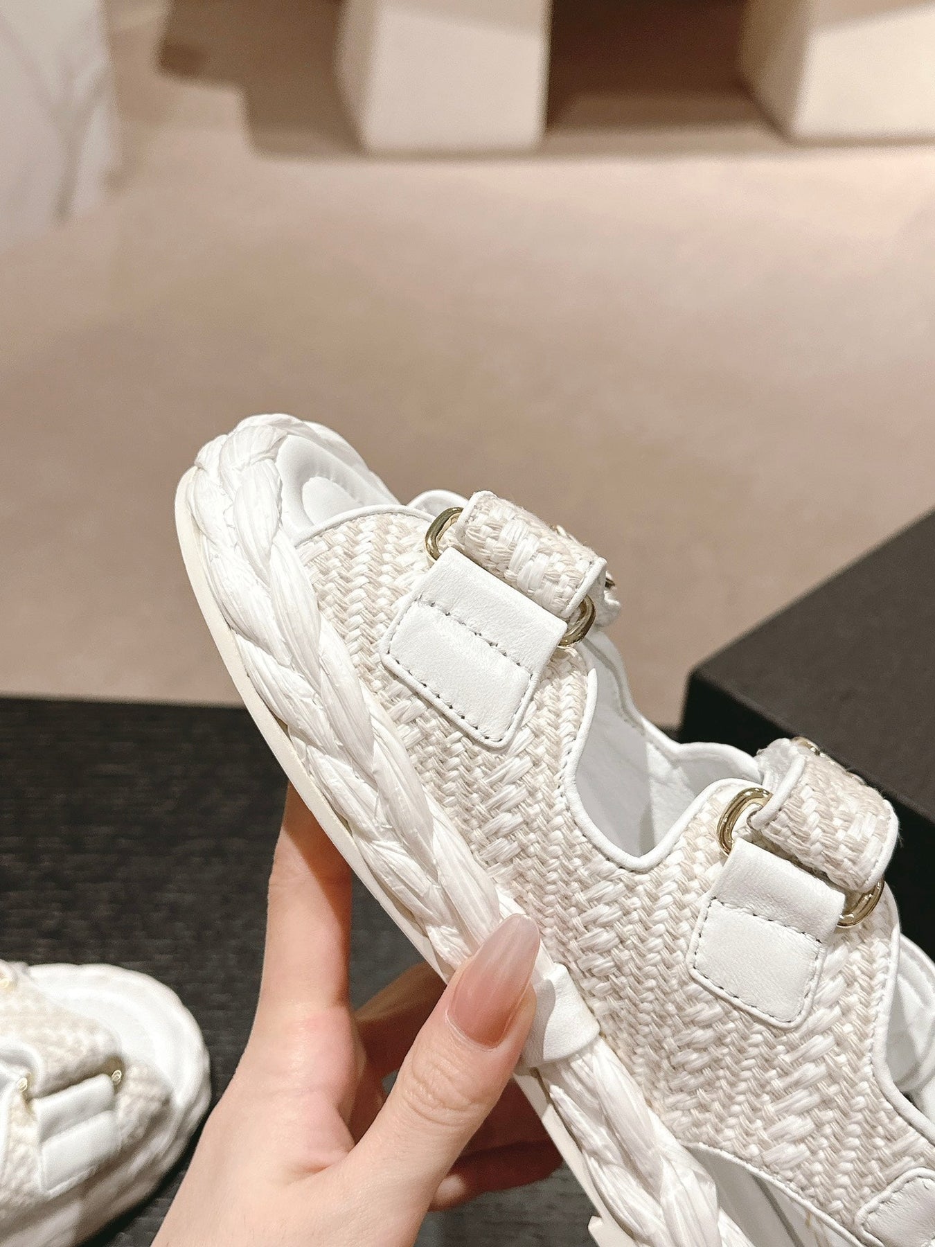 CC DAD SANDALS IN WHITE CALFSKIN