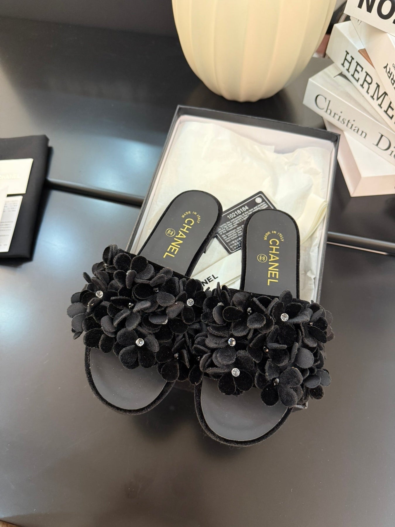 FLAT MULE 15 MM IN BLACK VELVET