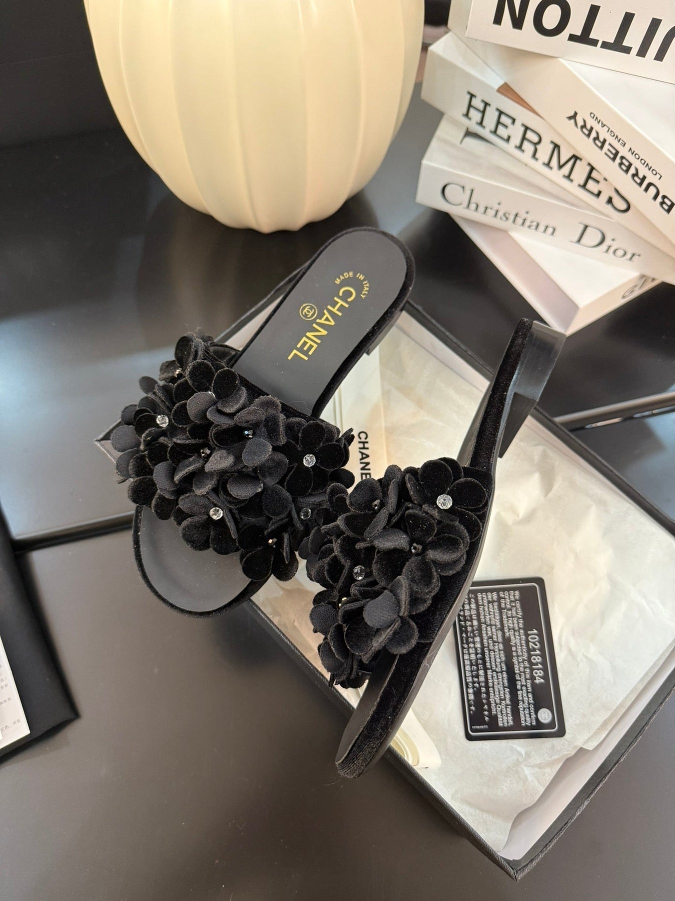 FLAT MULE 15 MM IN BLACK VELVET