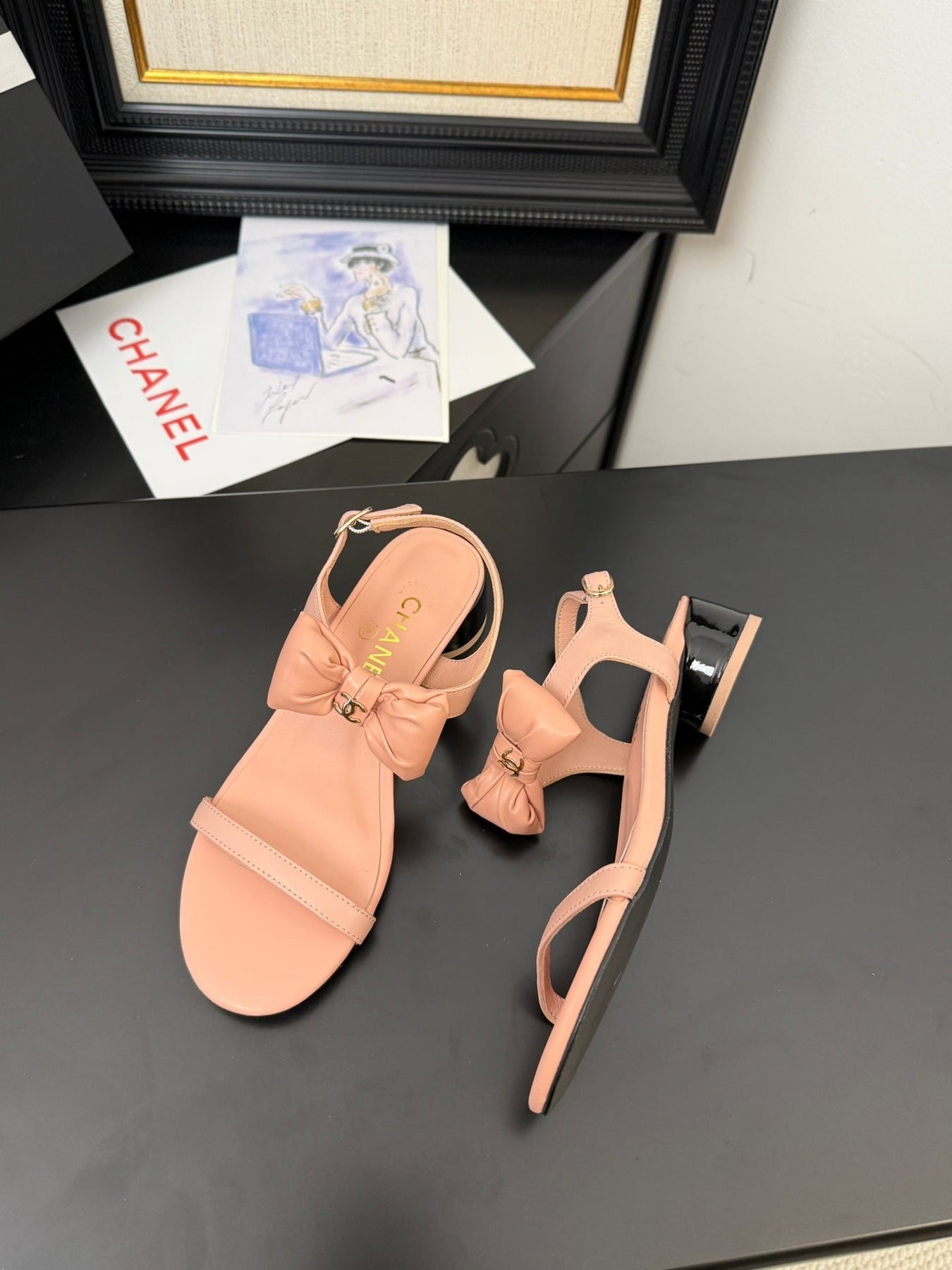 FLAT SANDALS 5 MM IN PEACH PINK CALFSKIN
