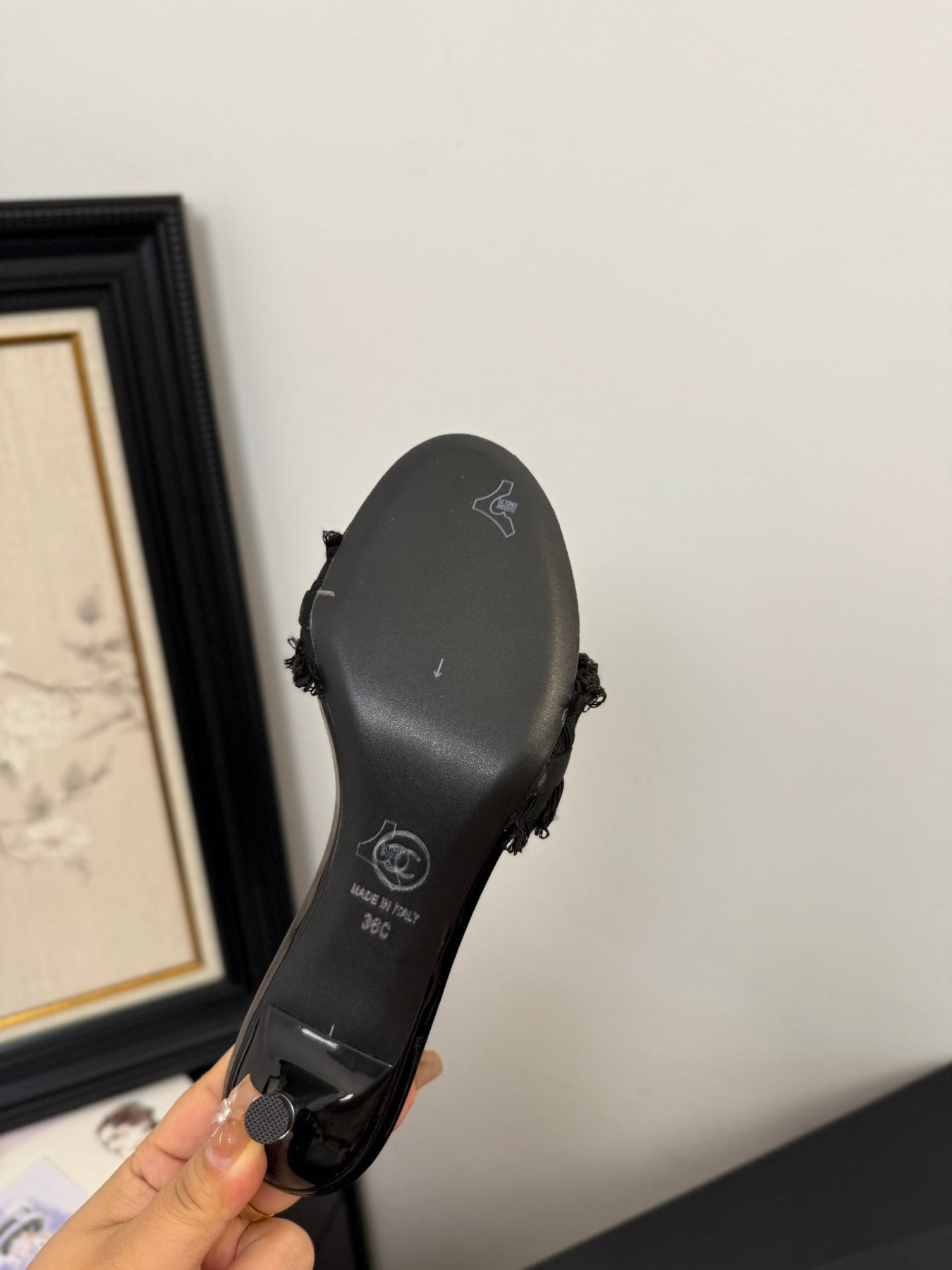 BLACK GROSGRAIN CANVAS BOW MULE SANDALS 65 MM