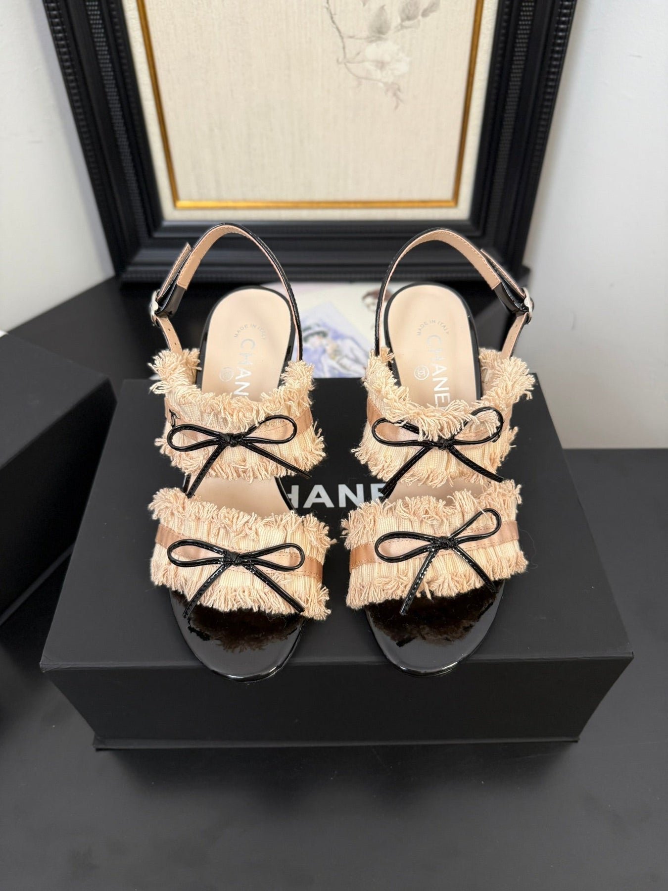 PEACH PINK GROSGRAIN CANVAS BOW SLINGBACK SANDALS