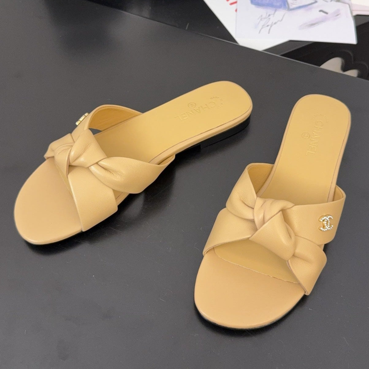 LACE MULE 2 CM IN SUN YELLOW LAMBSKIN