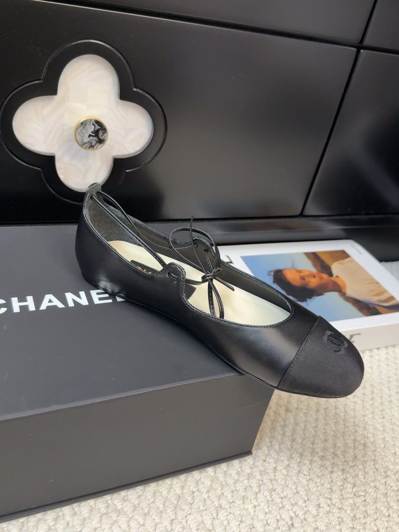 FLAT MARY JANE PUMPS BLACK LAMBSKIN