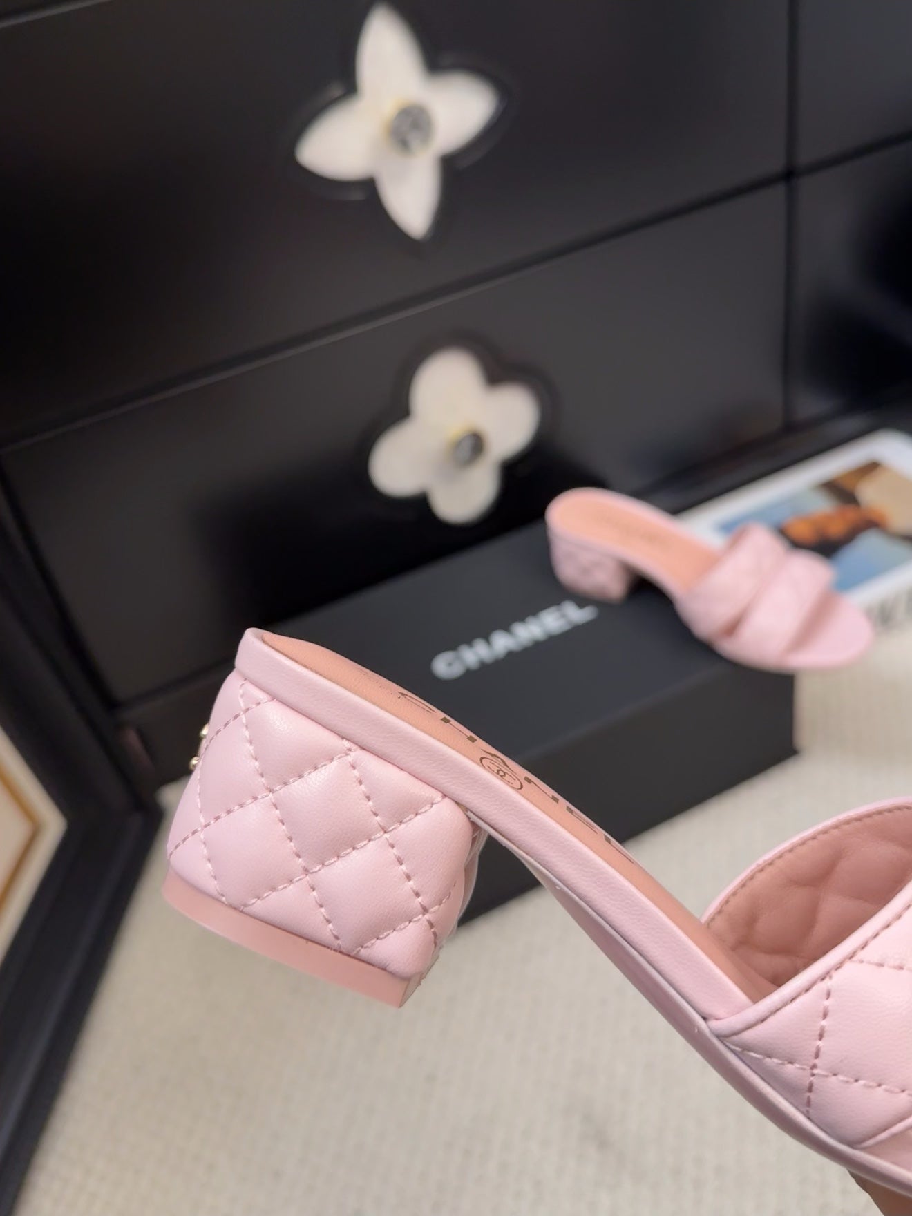 CC 25C Mule Sandal 45mm Open Heel Pink Lambskin 233494