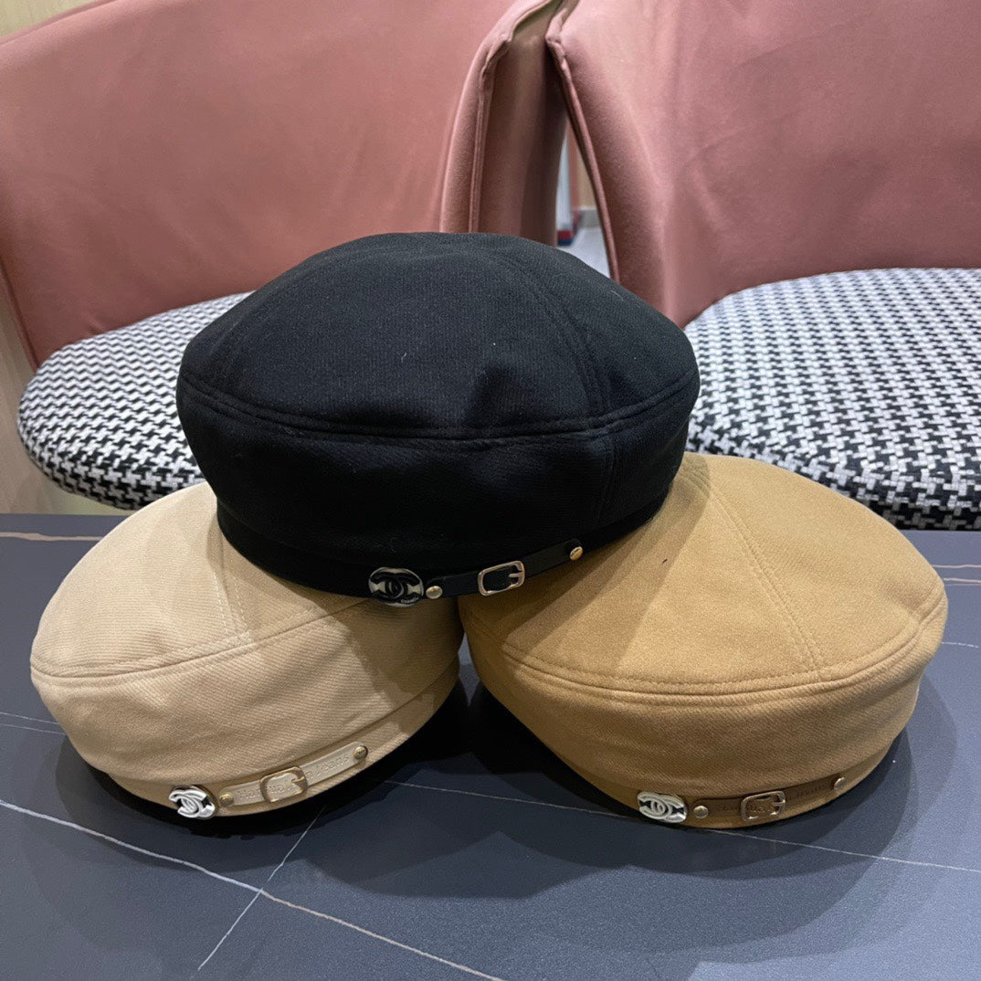 BERET HAT IN OAT YELLOW FABRIC 419384