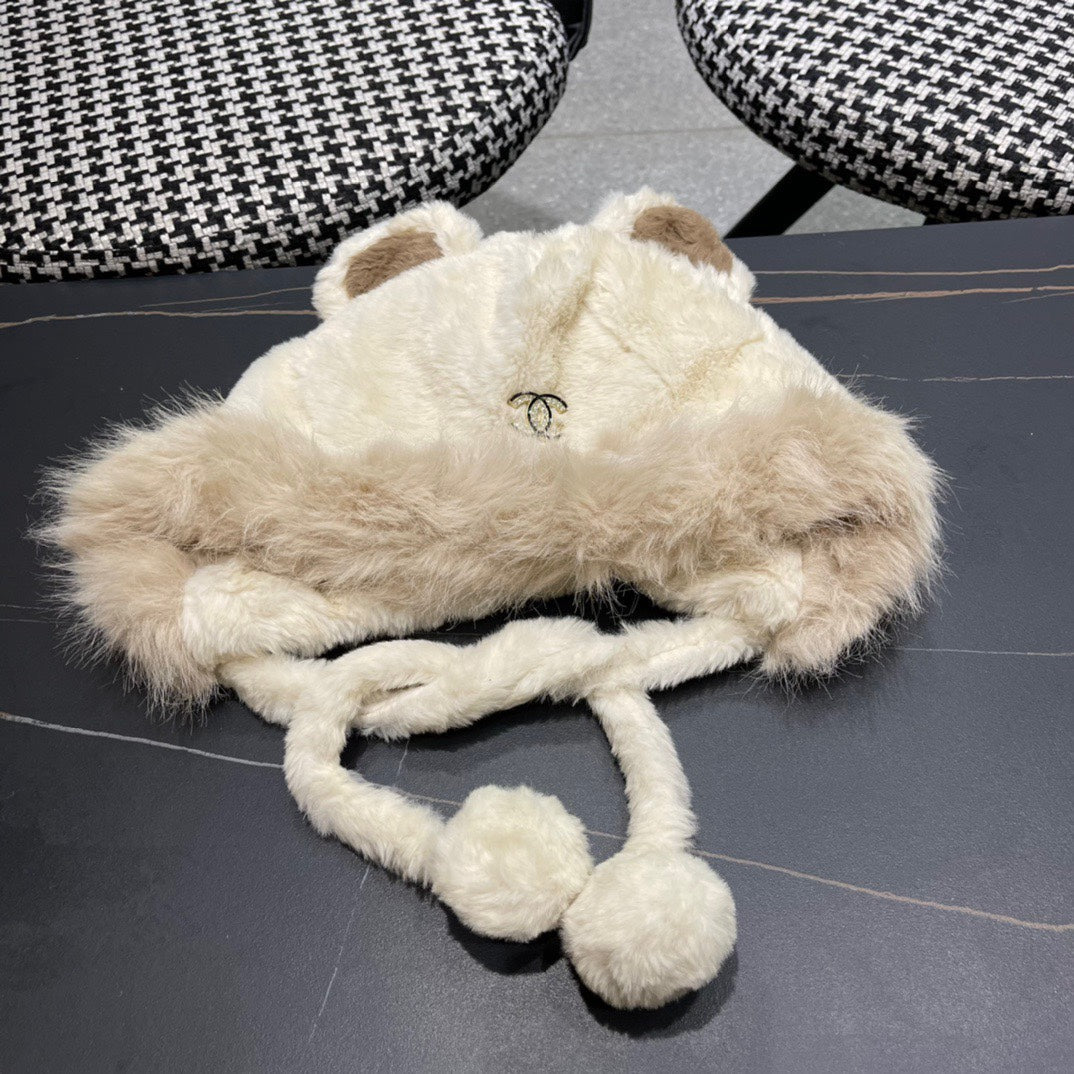 BEANIE HAT IN WHITE LINEN FLEECE AND WOOL 433165