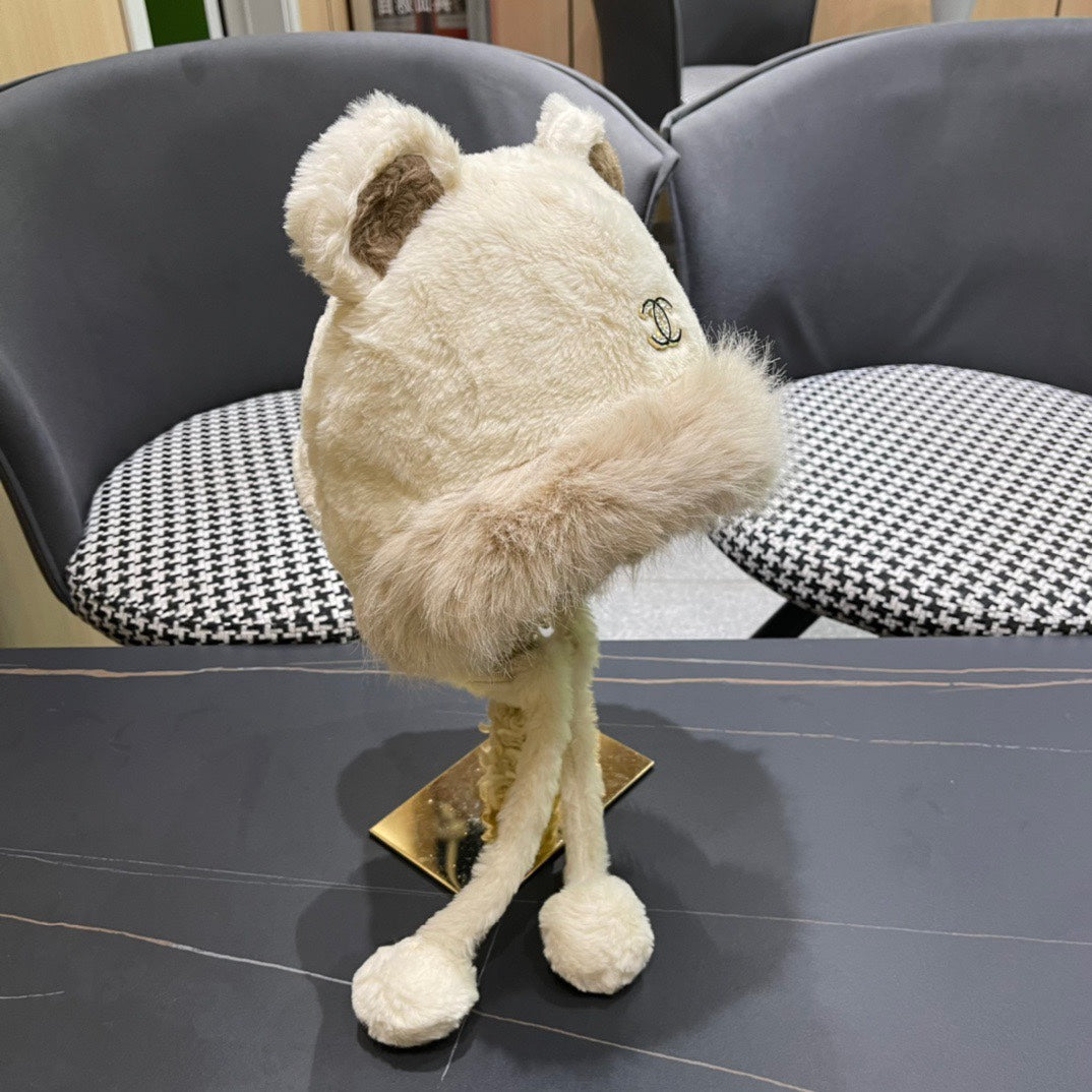 BEANIE HAT IN WHITE LINEN FLEECE AND WOOL 433165