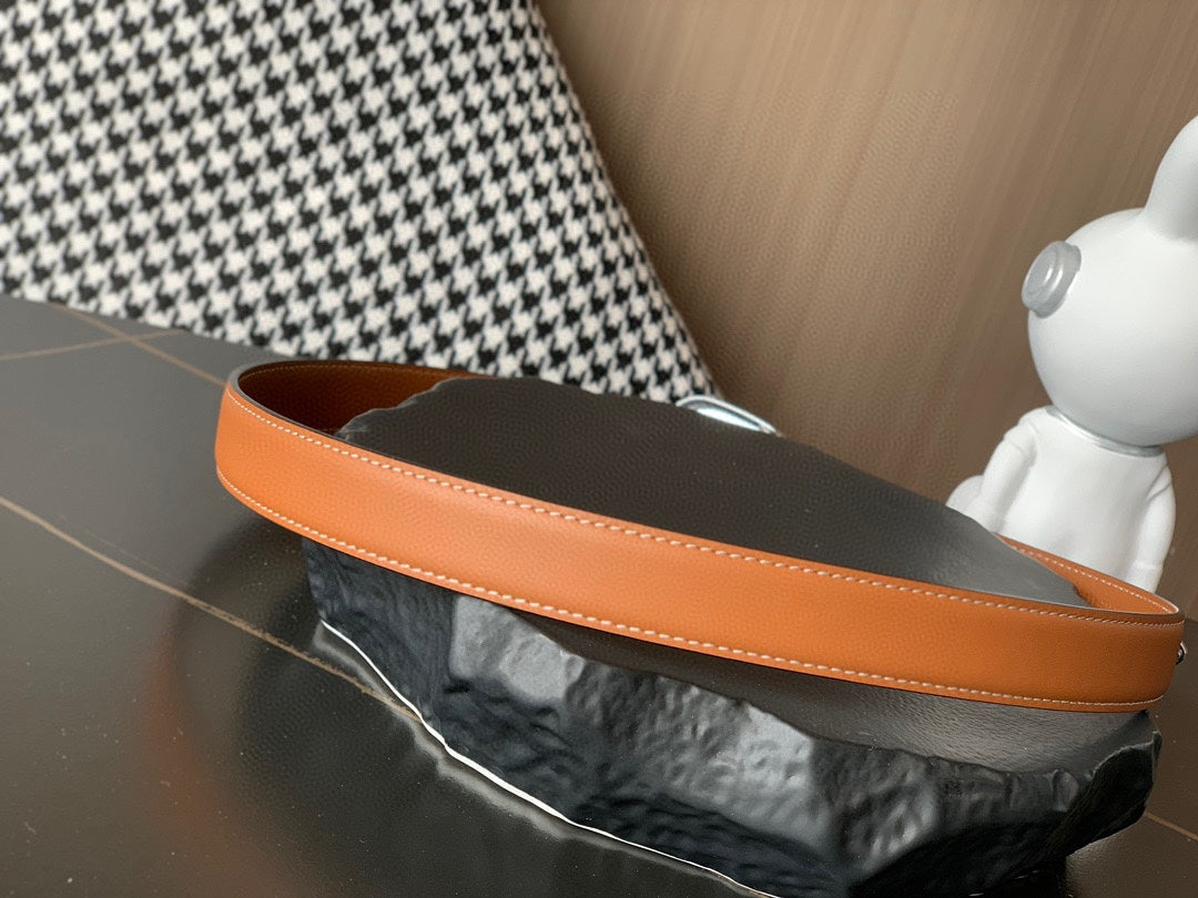 BELT 25MM MEDIUM WESTERN IN BROWN CALFSKIN SILVER BUCKLE