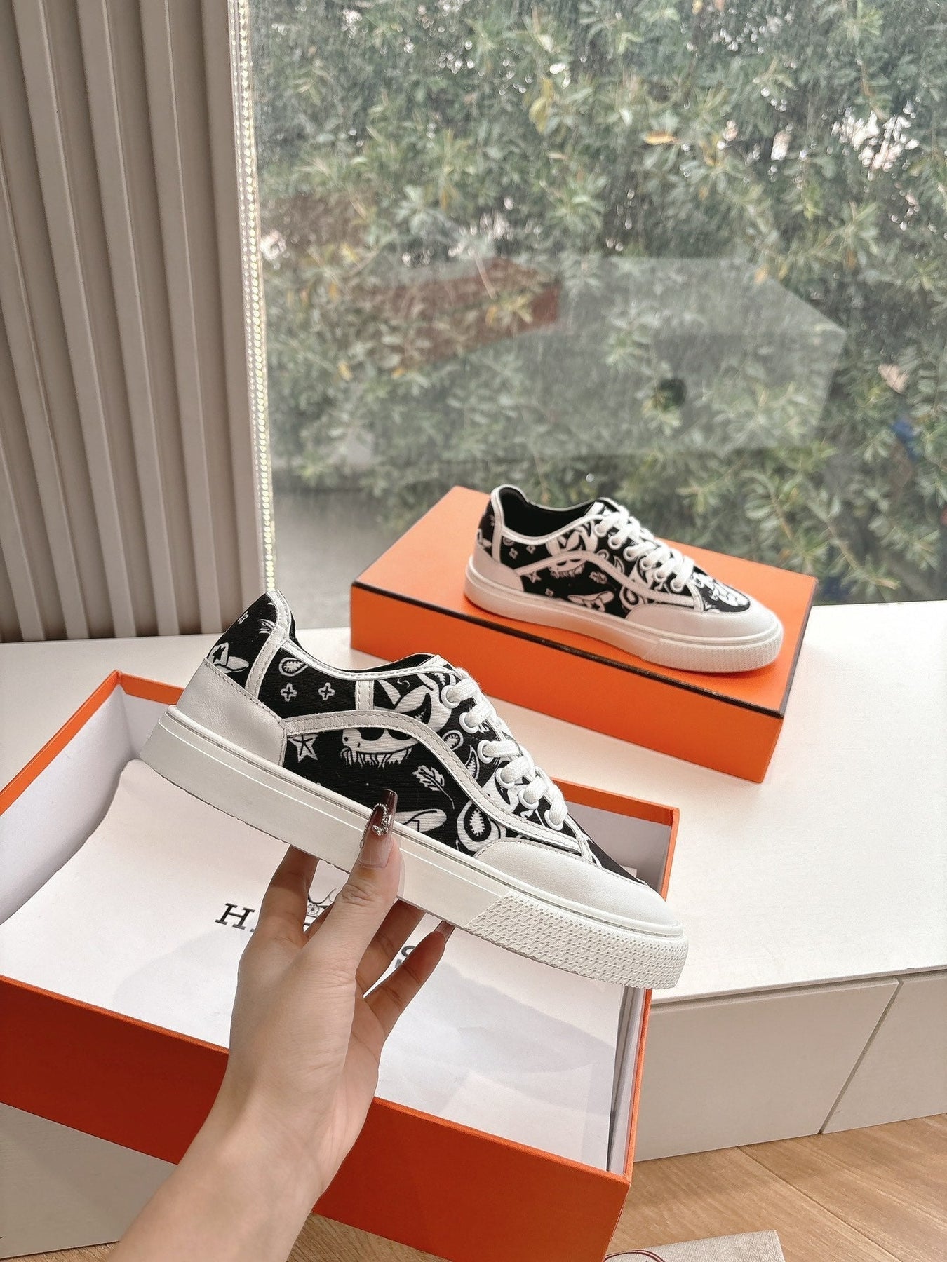 GET SNEAKER IN BLACK MIX WHITE MAXI CANVAS AND CALFSKIN