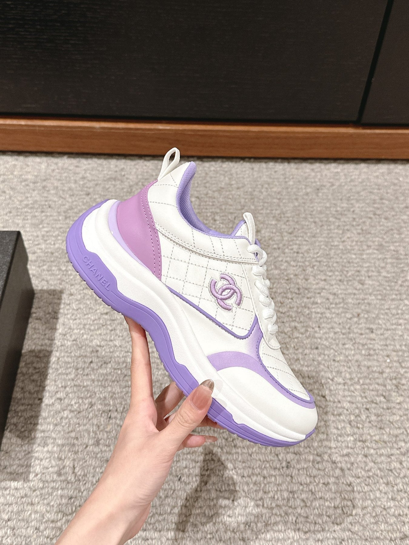 CC CLASSIC SNEAKER IN WHITE MIX IRIS PURPLE LAMBSKIN