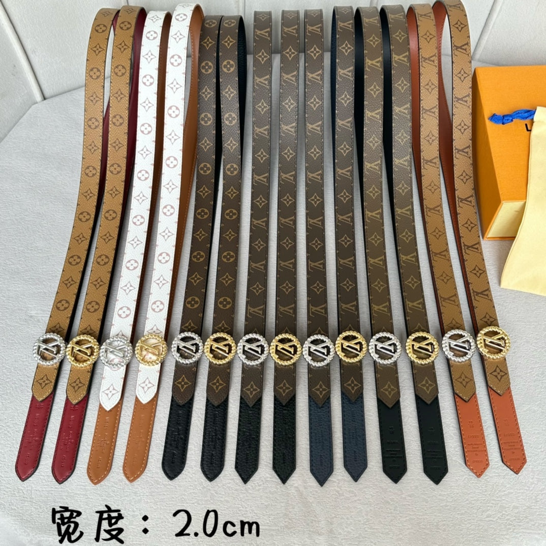 LV S-LOCK BELT 20 MM IN BRONZE BROWN CALFSKIN AND CIRCLE GOLD HARDWARE