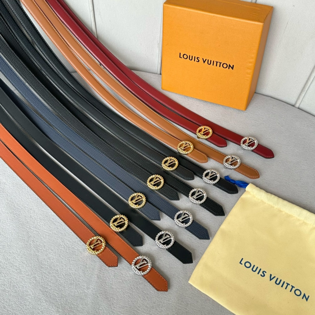 LV S-LOCK BELT 20 MM IN NAVY BLUE CALFSKIN AND CIRCLE SILVER HARDWARE