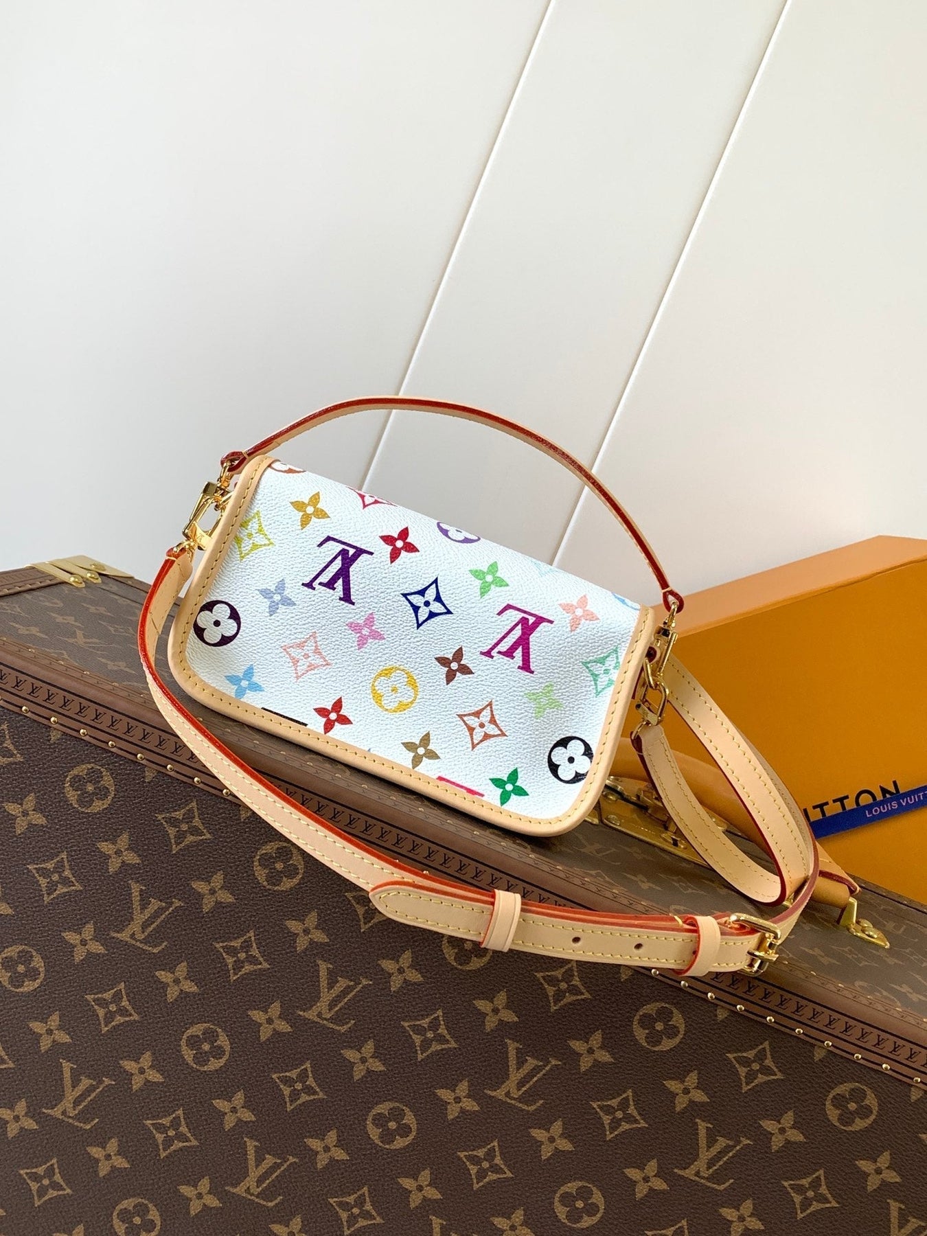 DIANE NANO BAG 19 IN MULTICOLOR MONOGRAM CANVAS AND COWHIDE