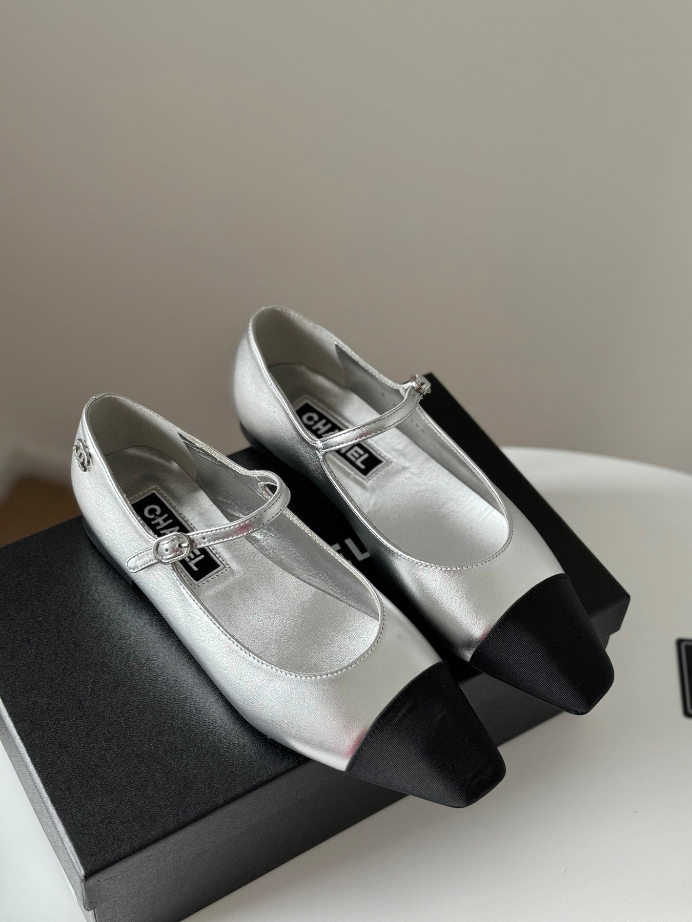 MARY JANE SILVER MIX BLACK CALFSKIN