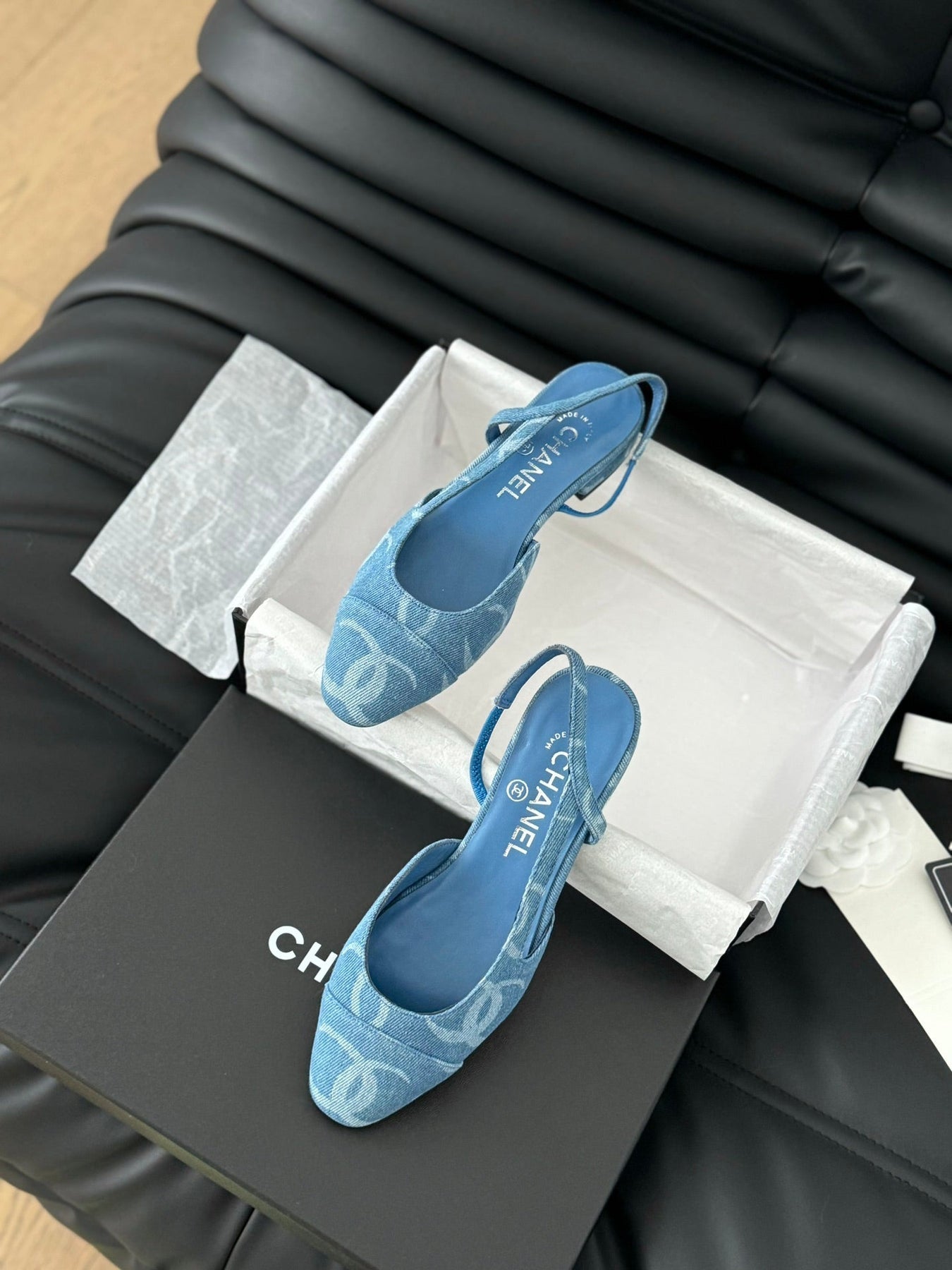 CLASSIC SLINGBACK CERULEAN BLUE CALFSKIN