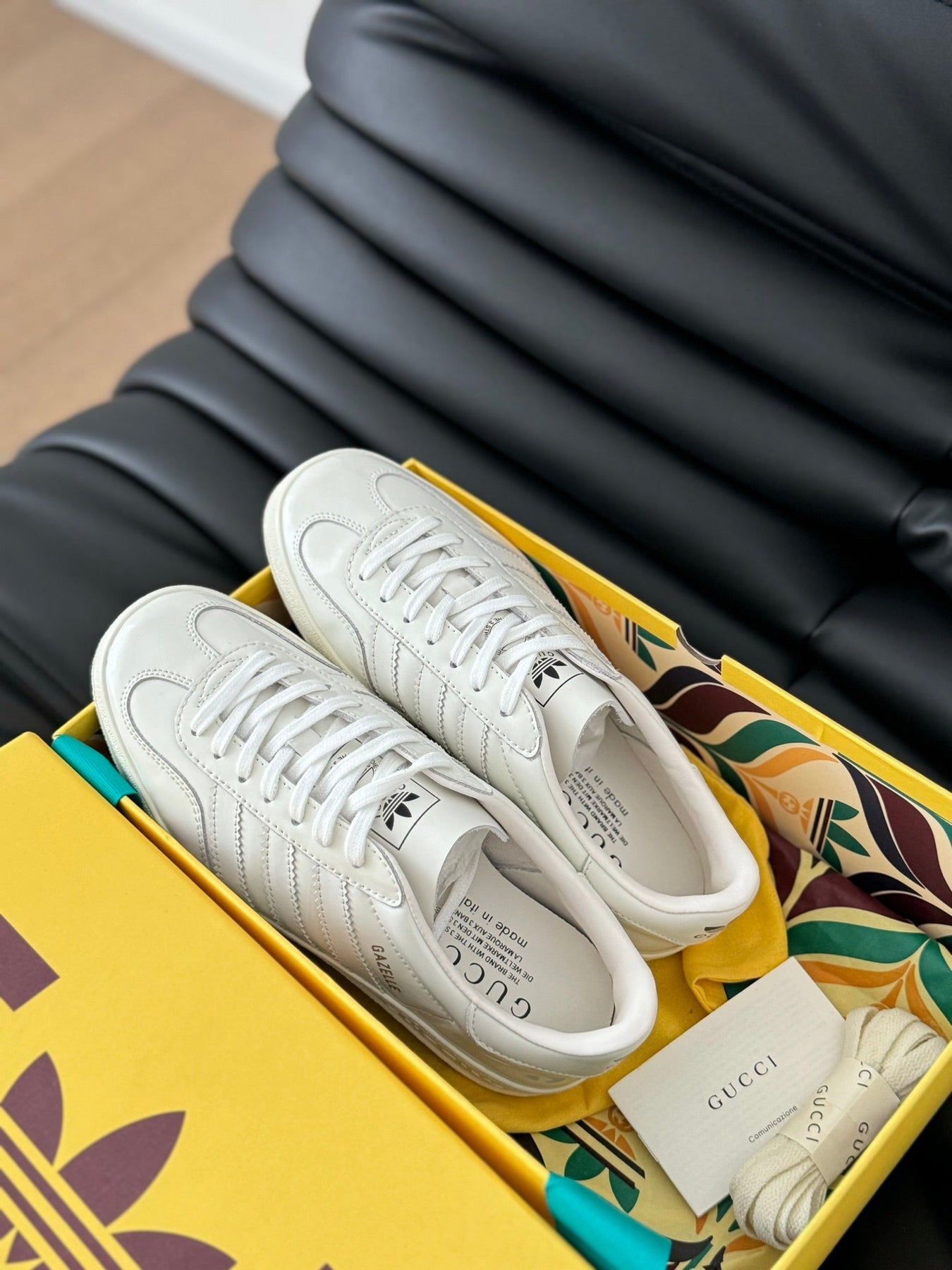 GG & ADIDAS GAZELLE SNEAKER WHITE CALFSKIN