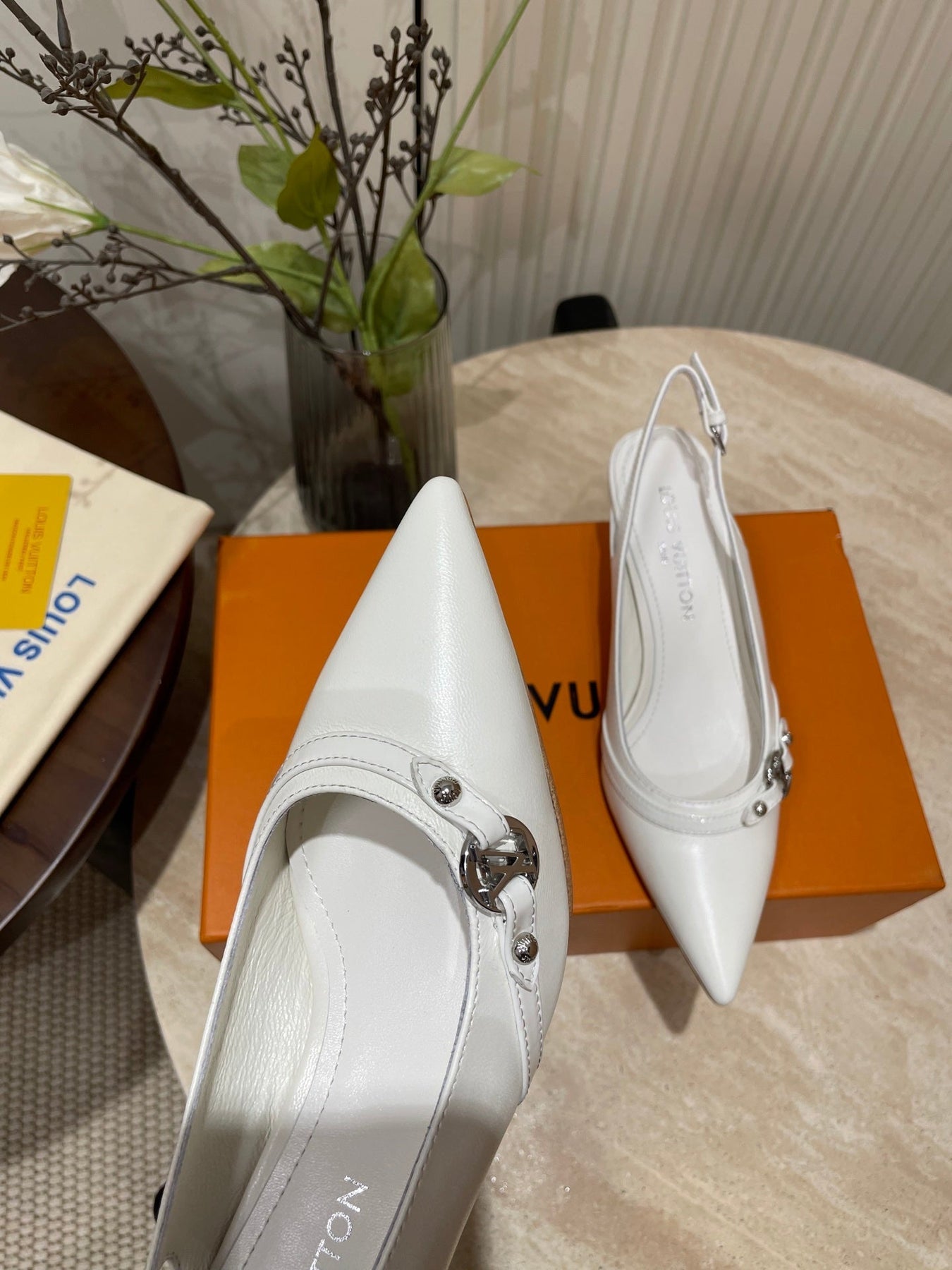 HIGH SLINGBACKS 5 CM IN WHITE CALFSKIN