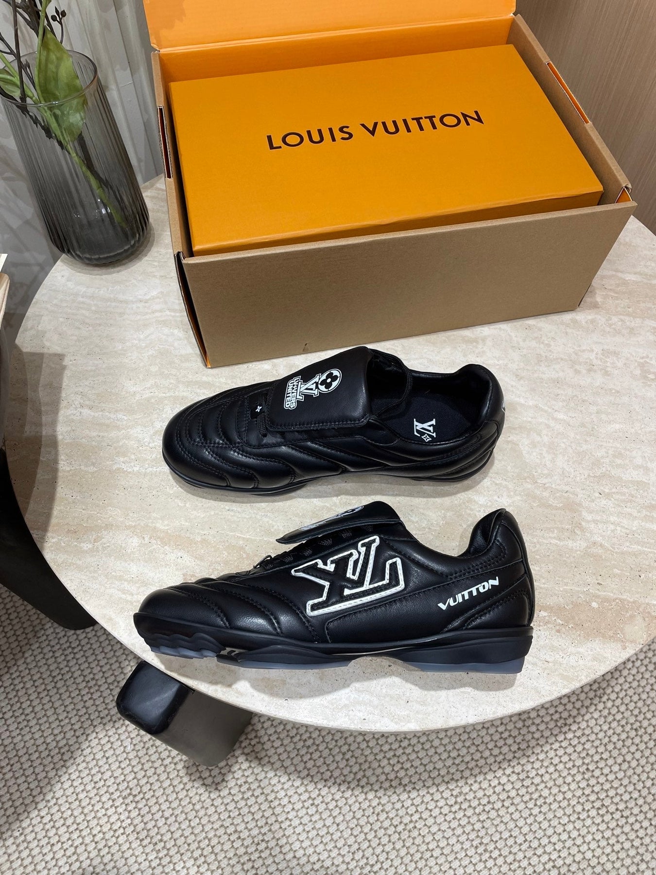 FOOTPRINT SOCCER SNEAKER IN BLACK CALFSKIN