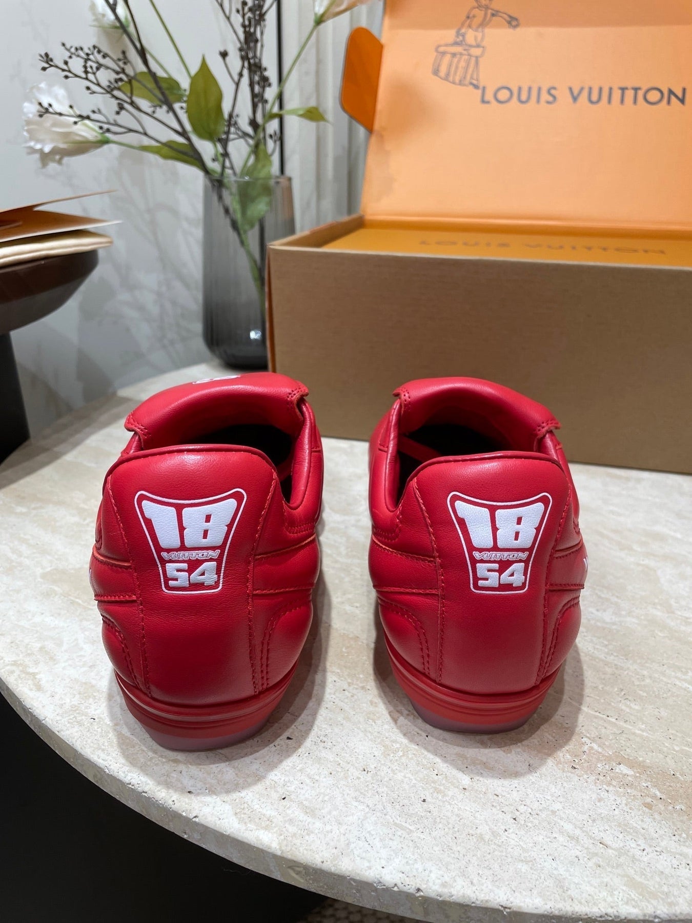 FOOTPRINT SOCCER SNEAKER IN CHERRY RED CALFSKIN