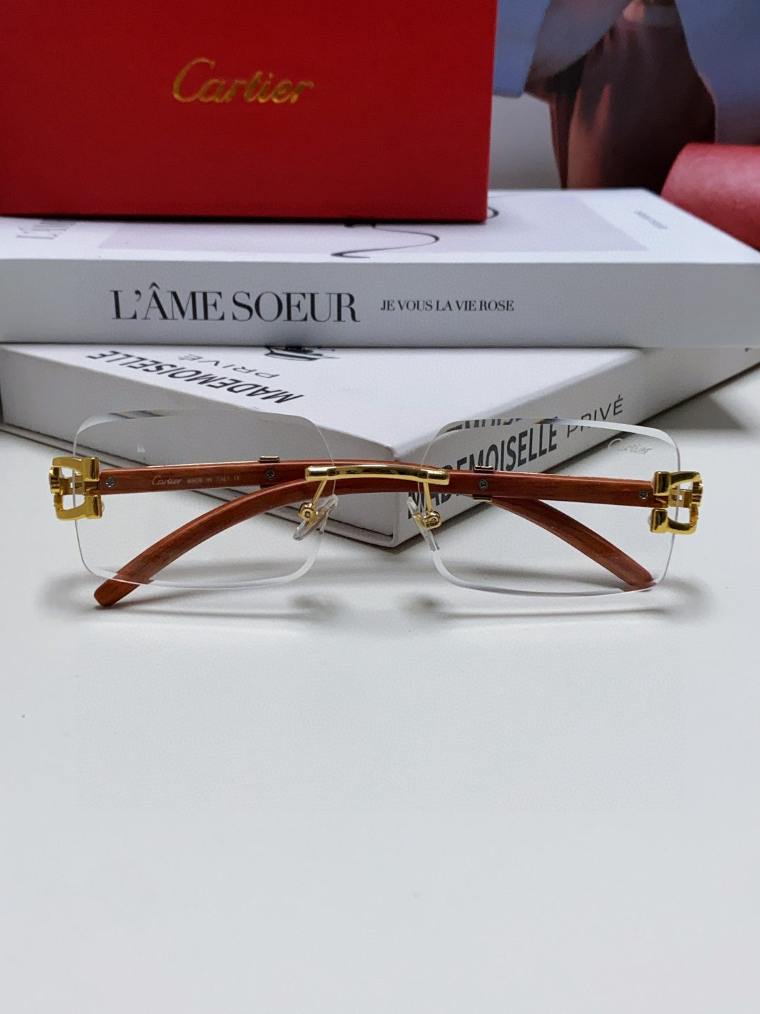 PANTHÈRE RECTANGULAR FRAME SUNGLASSES 555891 IN METAL AND WOODEN