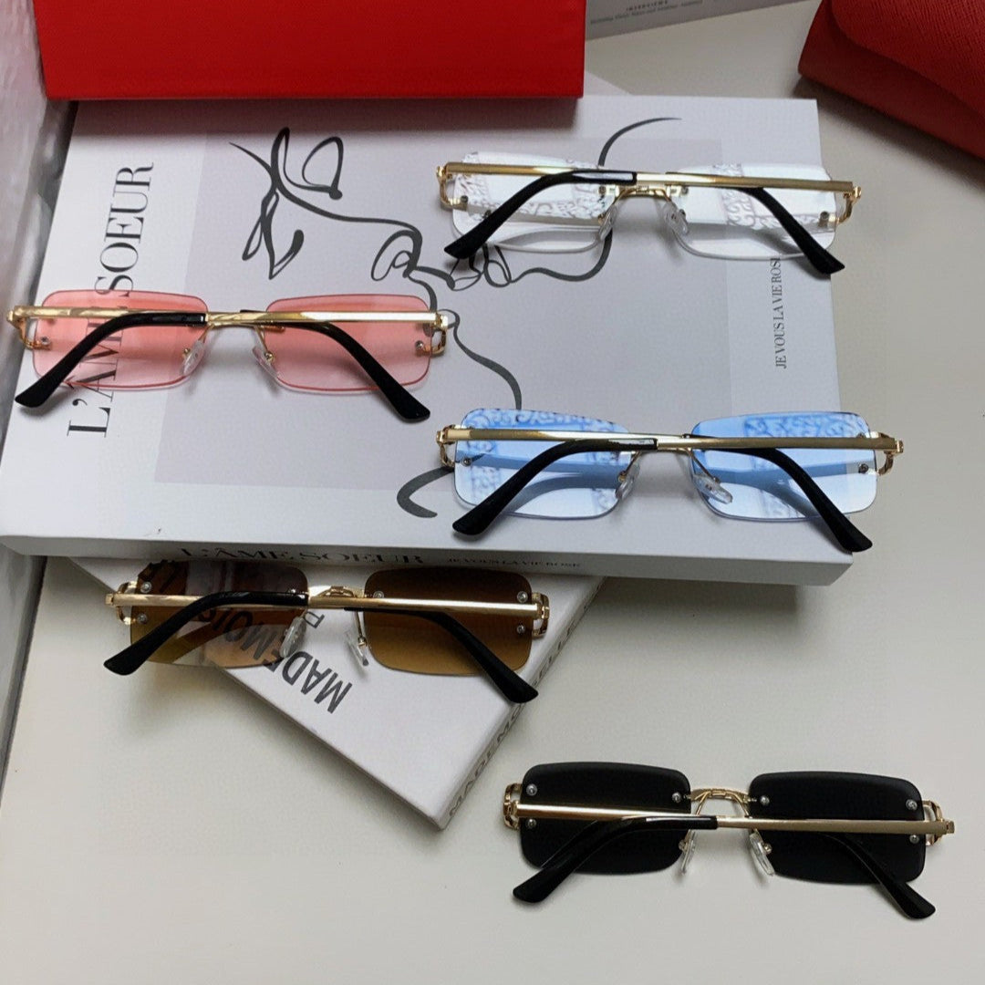 C DE RECTANGULAR RIMLESS FRAME SUNGLASSES  575769 IN METAL