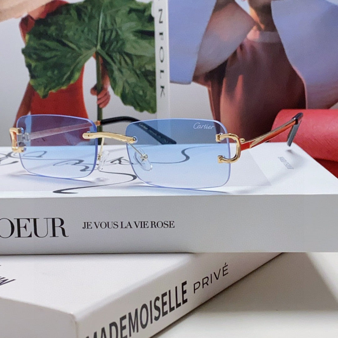 C DE RECTANGULAR RIMLESS FRAME SUNGLASSES  575769 IN METAL