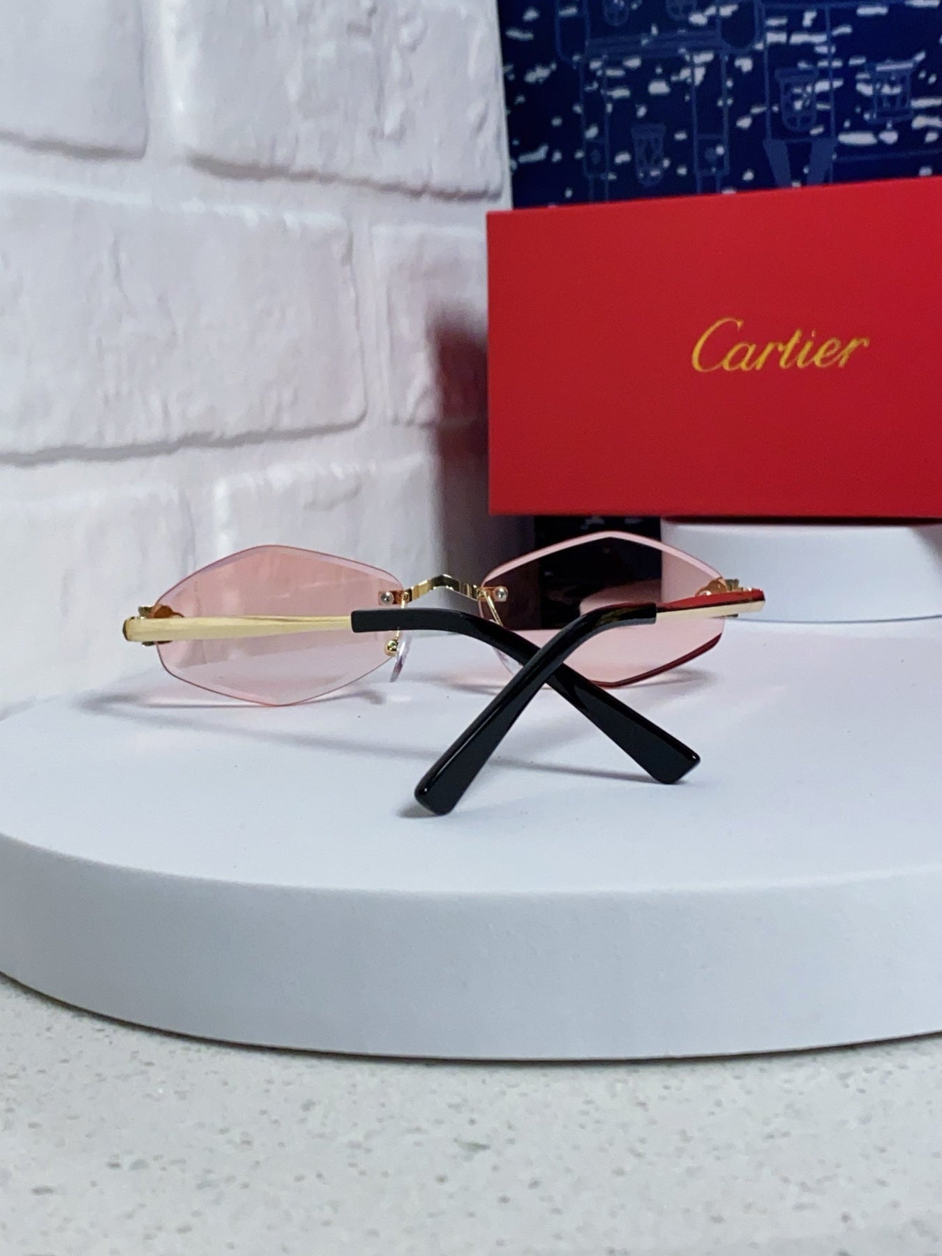 PANTHÈRE RIMLESS RHOMBUS FRAME SUNGLASSES CT0443S IN METAL