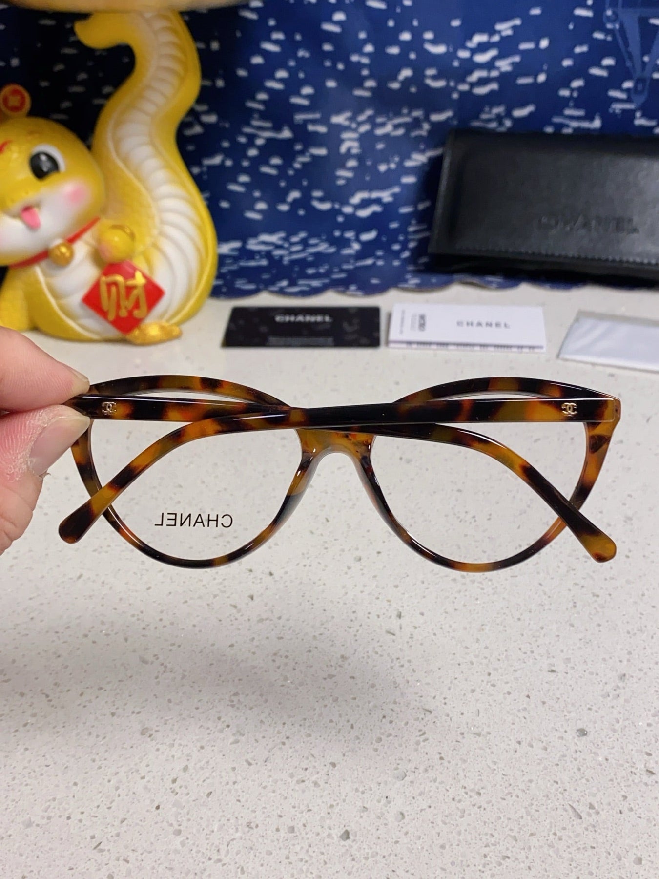 CAT EYE SUNGLASSES CH3393 IN HAVANA ACETATE CLEAR LENSES