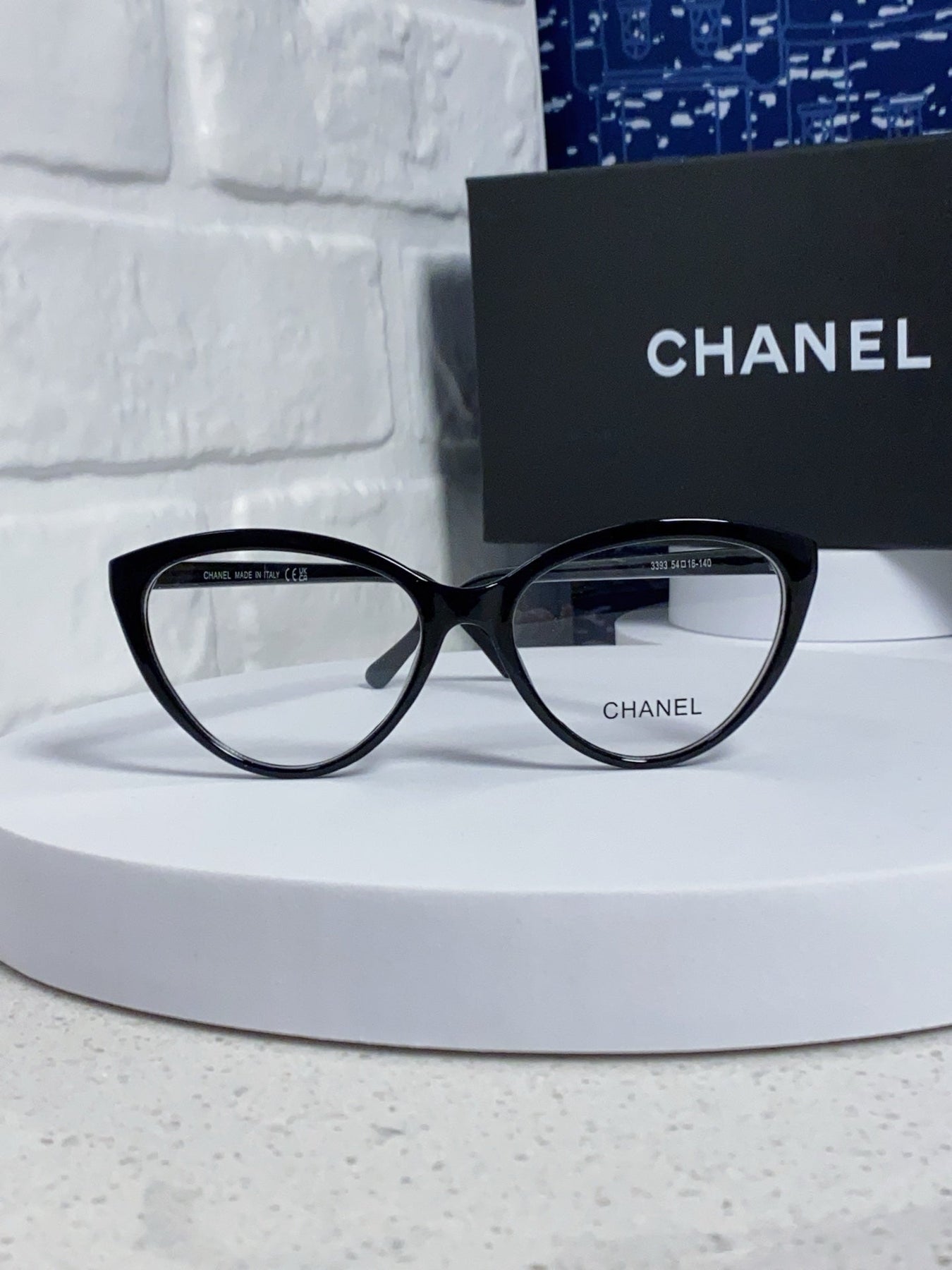 CAT EYE SUNGLASSES CH3393 IN BLACK ACETATE CLEAR LENSES