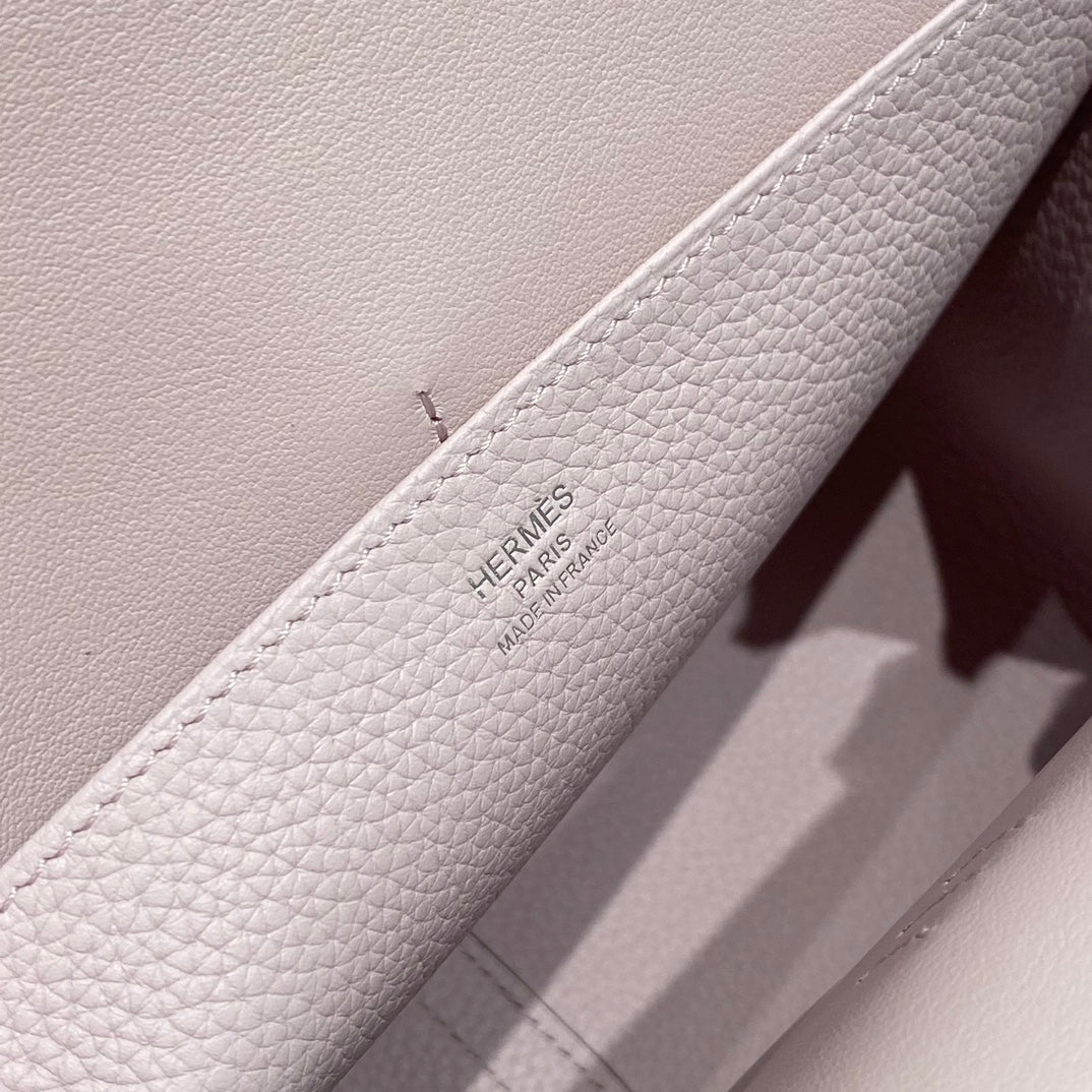 HALZAN 25 HANDLE BAG IN BABY PINK GRAINED CALFSKIN