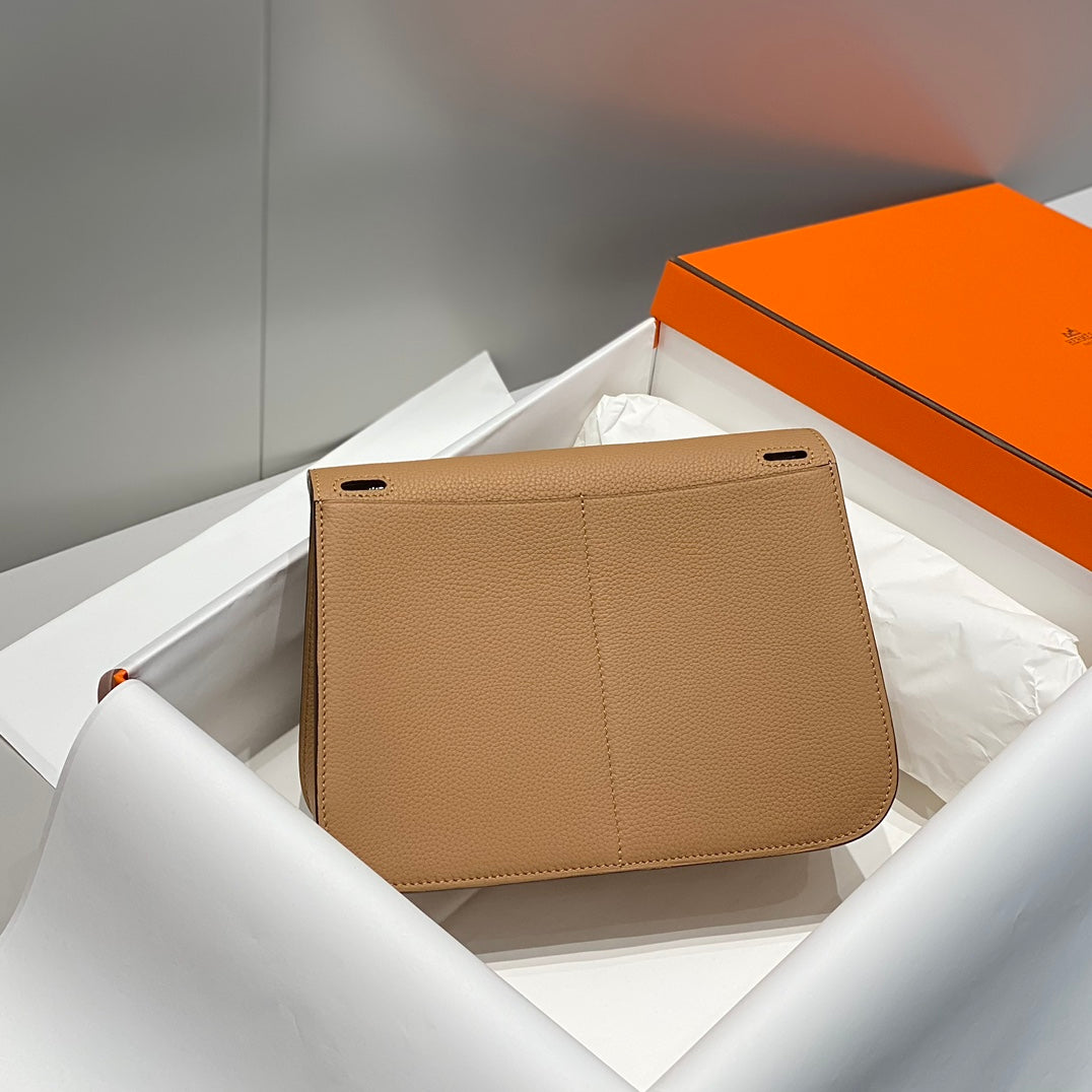 HALZAN 25 HANDLE BAG IN TORTILLA BROWN GRAINED CALFSKIN
