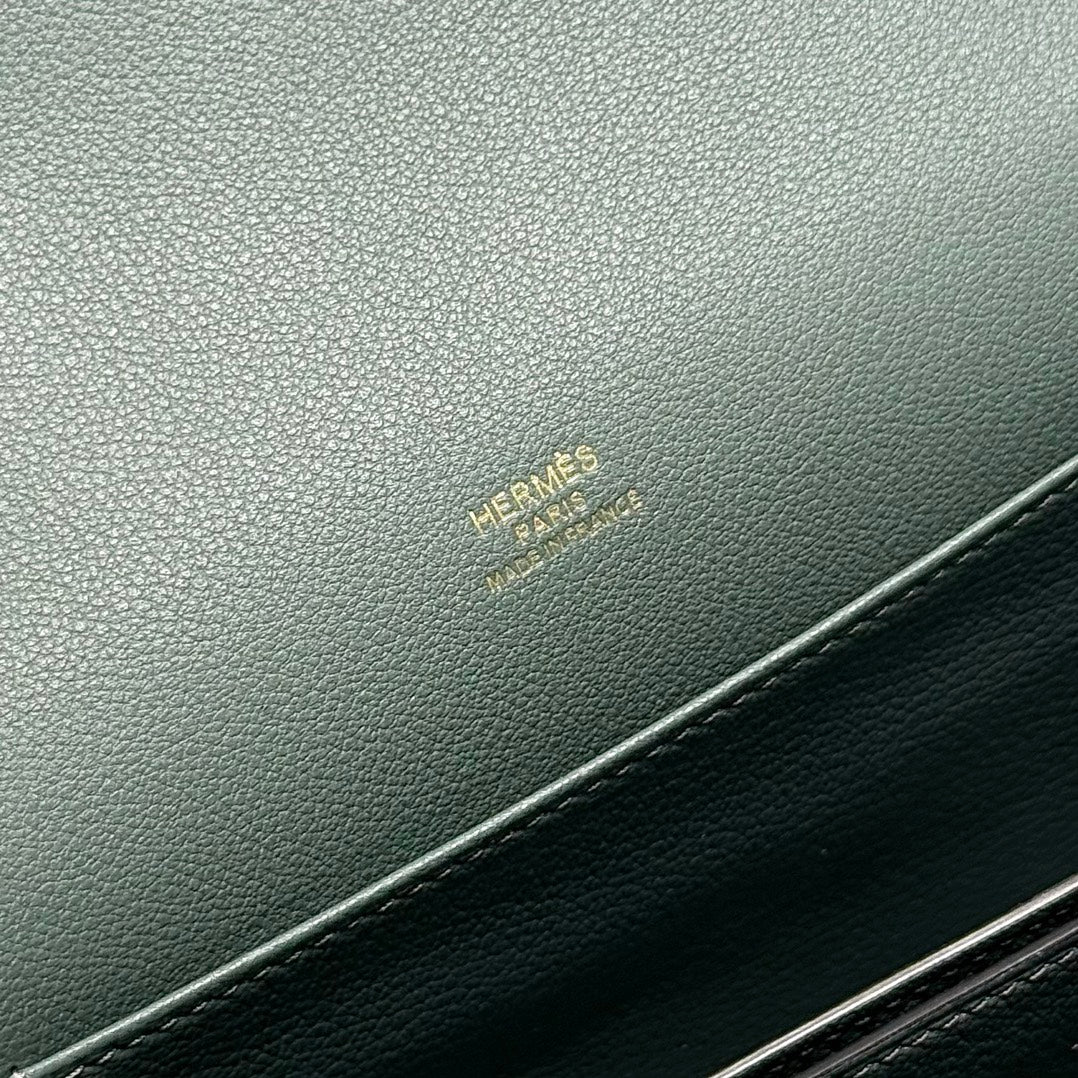 HM ROULIS 18 MINI BAG IN NANDOR GREEN CALFSKIN GOLD-TONE HARDWARE