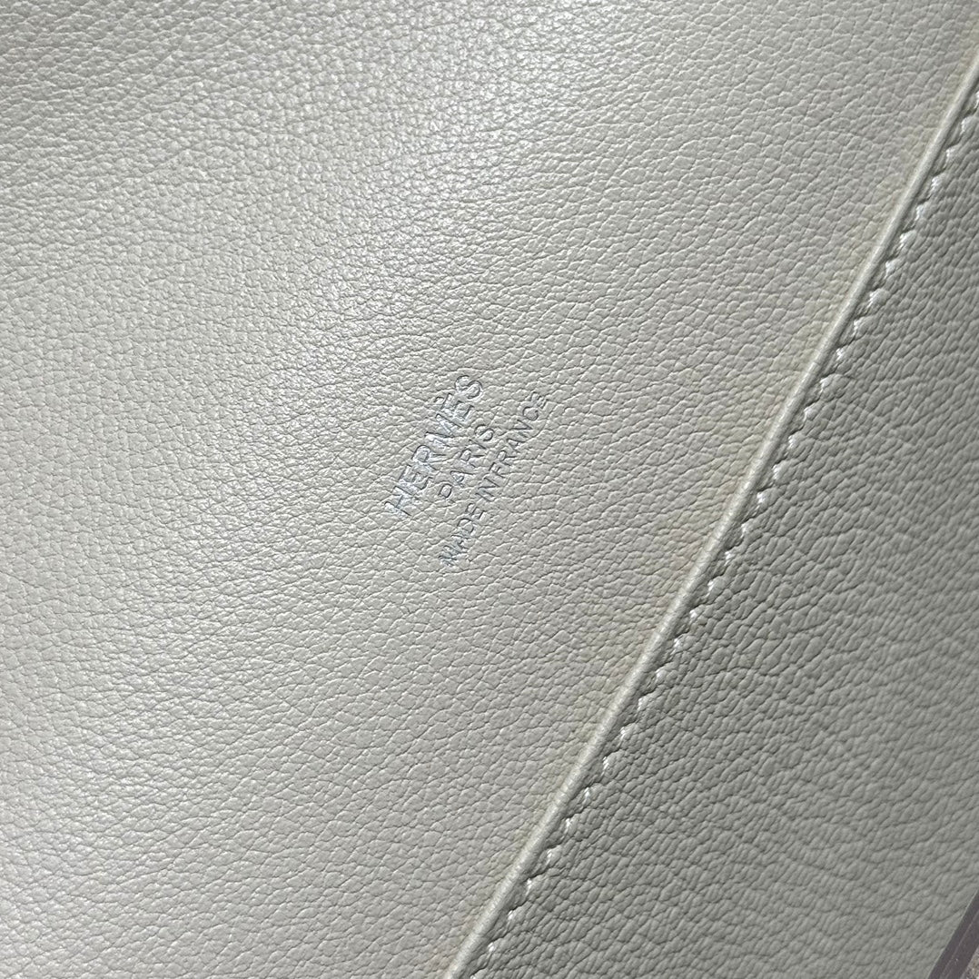 HM ROULIS 18 MINI BAG IN BEIGE CALFSKIN SILVER-TONE HARDWARE