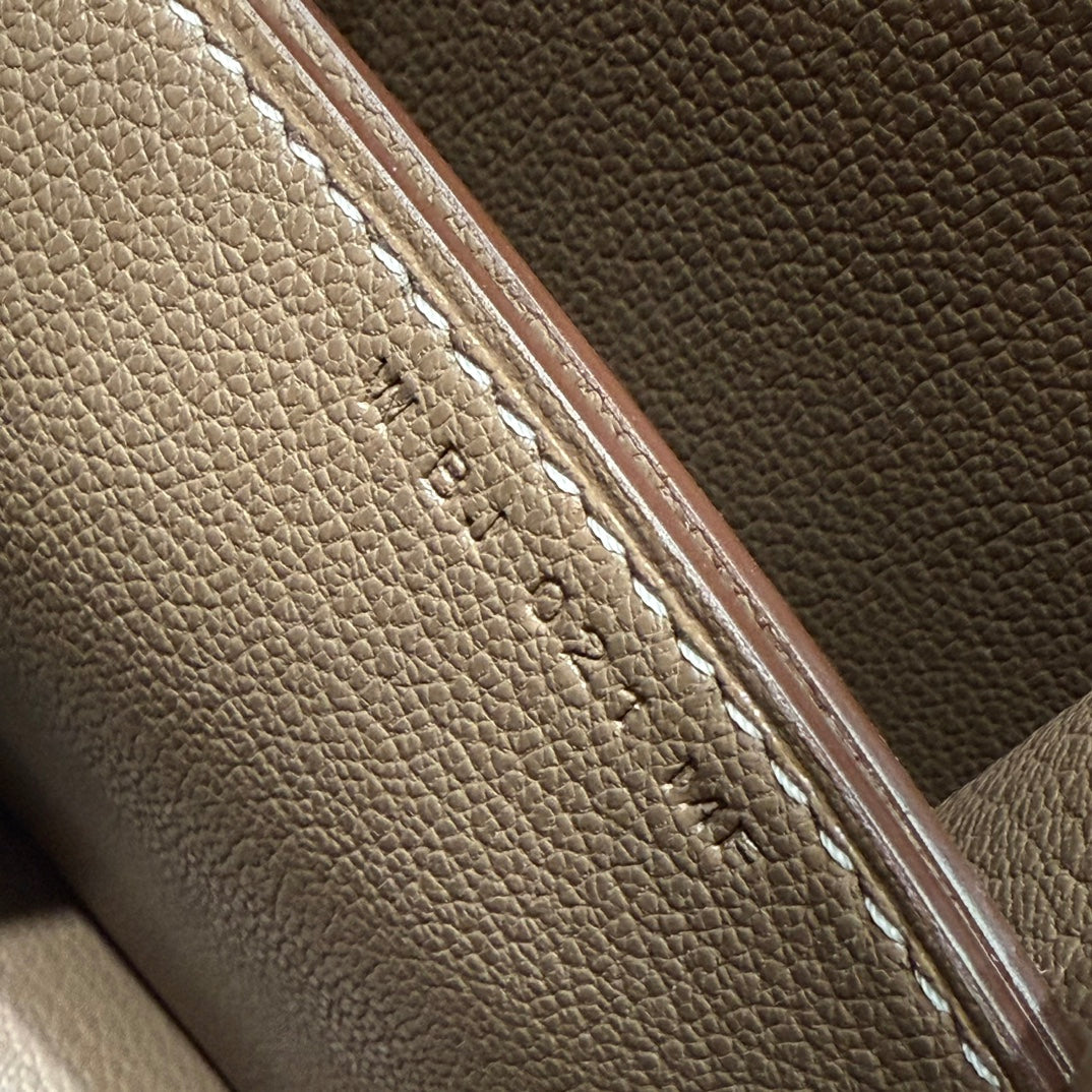 HM ROULIS 18 MINI BAG IN DARK BROWN CALFSKIN SILVER-TONE HARDWARE