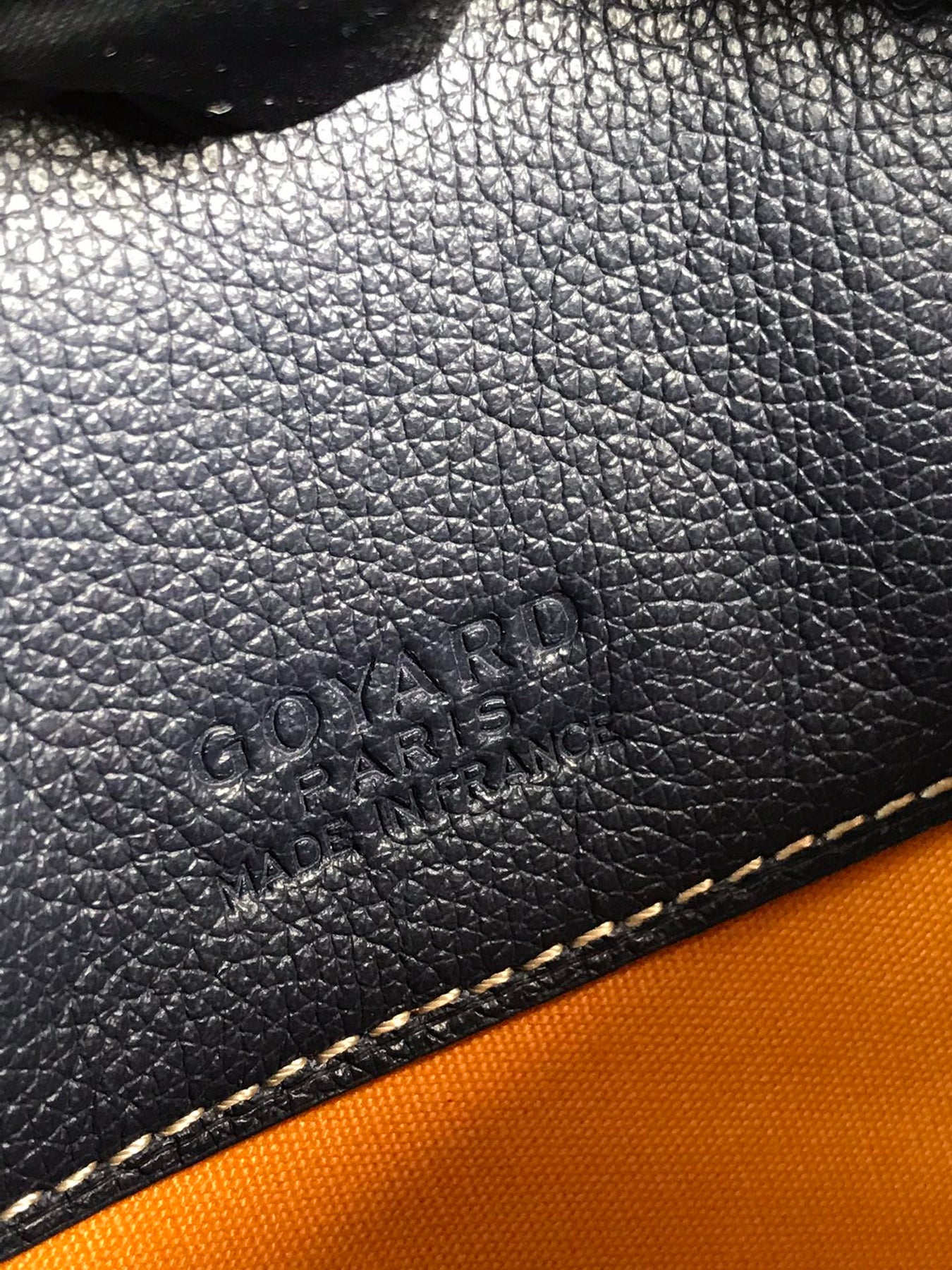 HIRONDELLE BAG 25 IN NAVY BLUE LAMBSKIN AND GOYARDINE CANVAS
