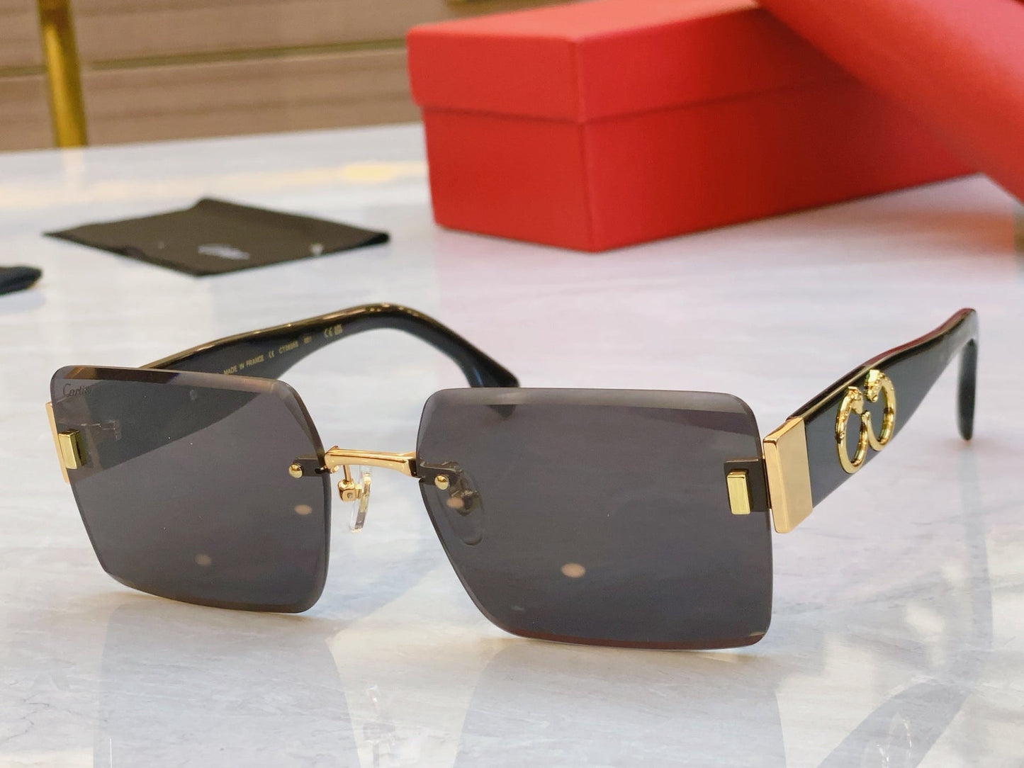 PANTHÈRE GEOMETRIC SUNGLASSES CT00636S IN METAL AND ACETATE