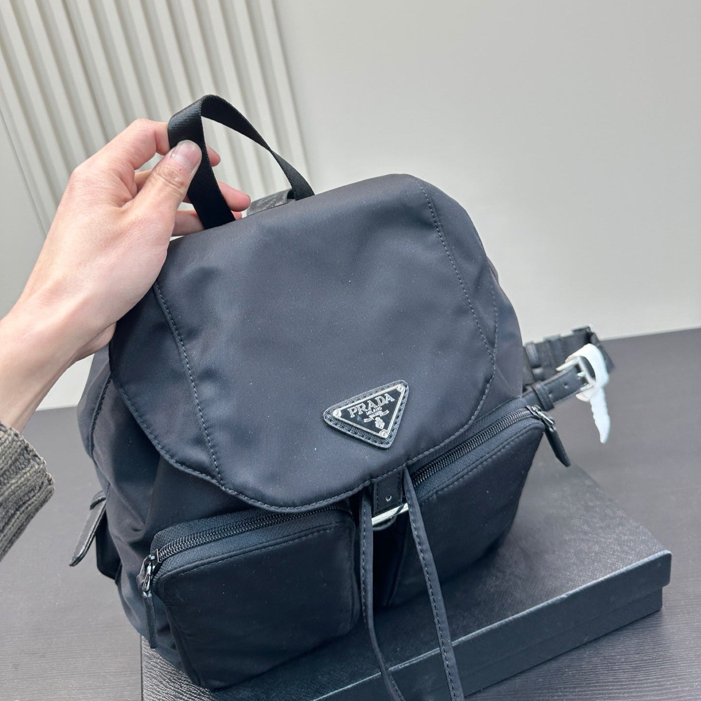 DOUBLE FRONT ZIP POCKET BACKPACK 31 IN BLACK RE-NYLON