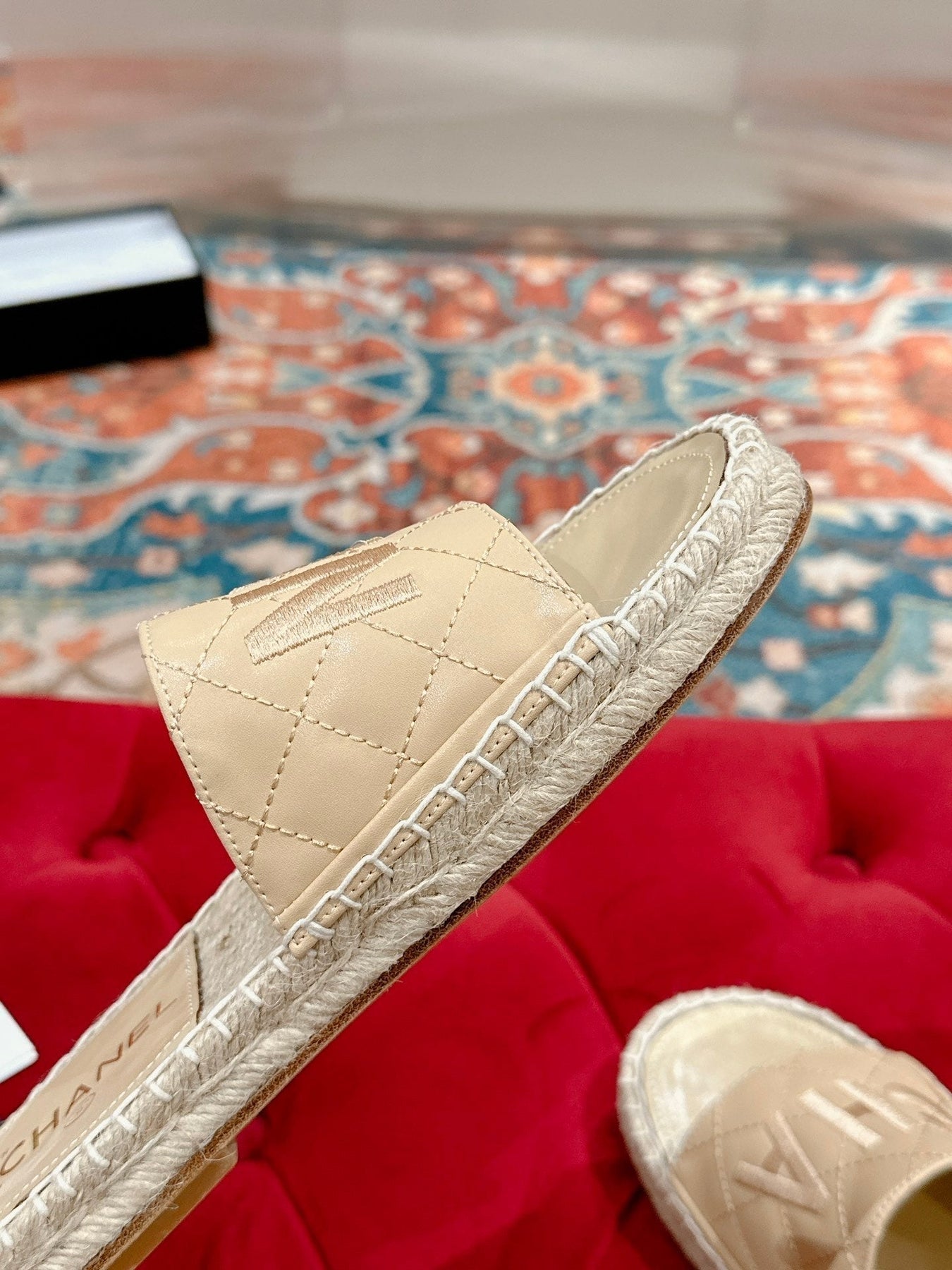 FLAT SLIPPERS IN BEIGE LAMBSKIN MIX WOVEN