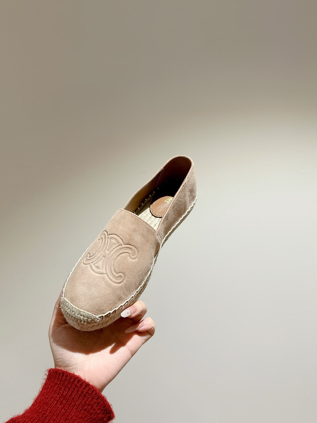 ESPADRILLES BEIGE SUEDE EMBOSSED LOGO