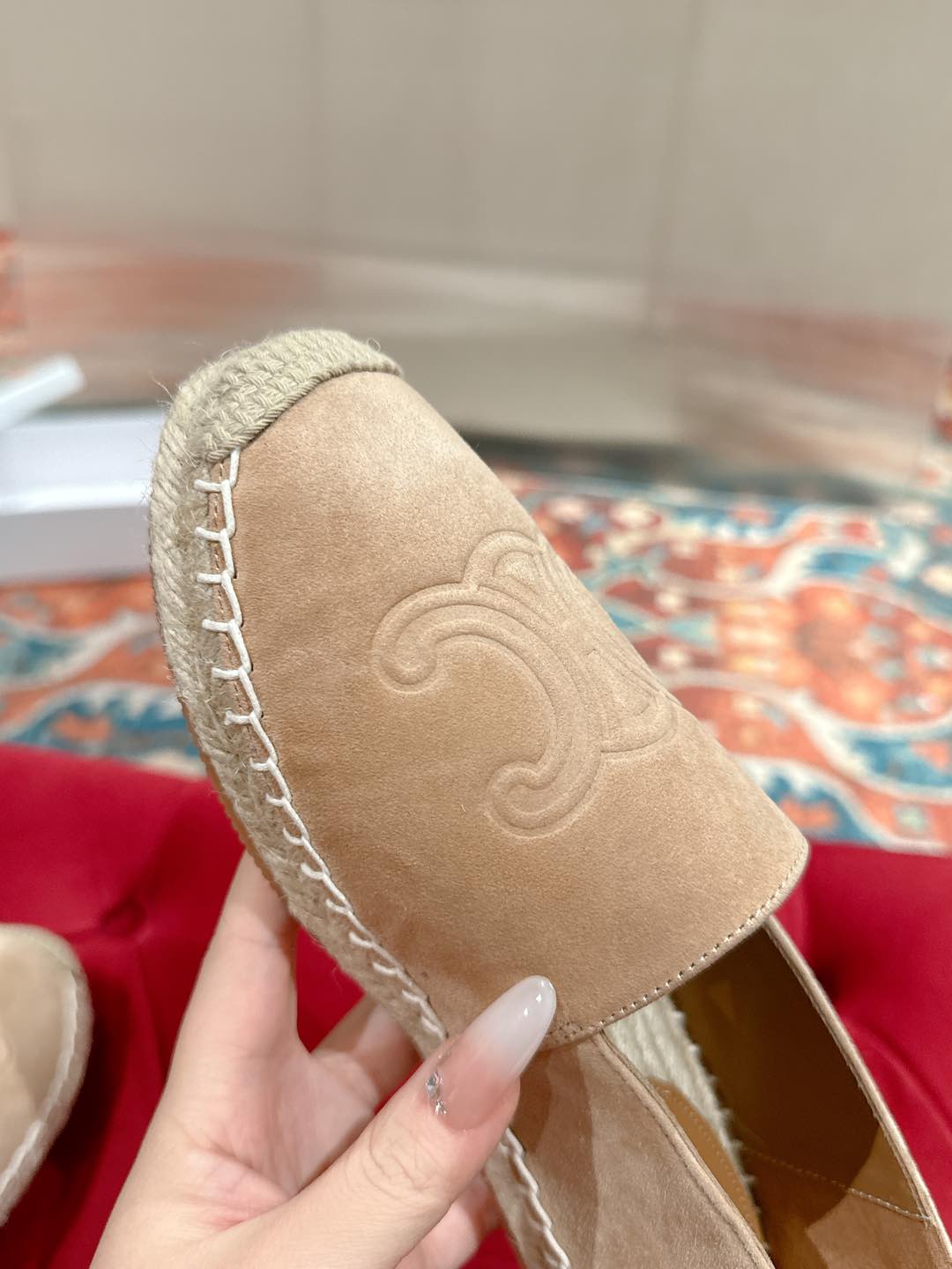 ESPADRILLES BEIGE SUEDE EMBOSSED LOGO
