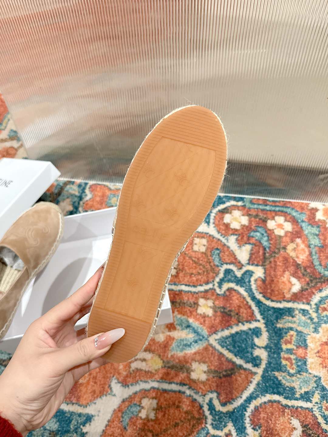 ESPADRILLES BEIGE SUEDE EMBOSSED LOGO